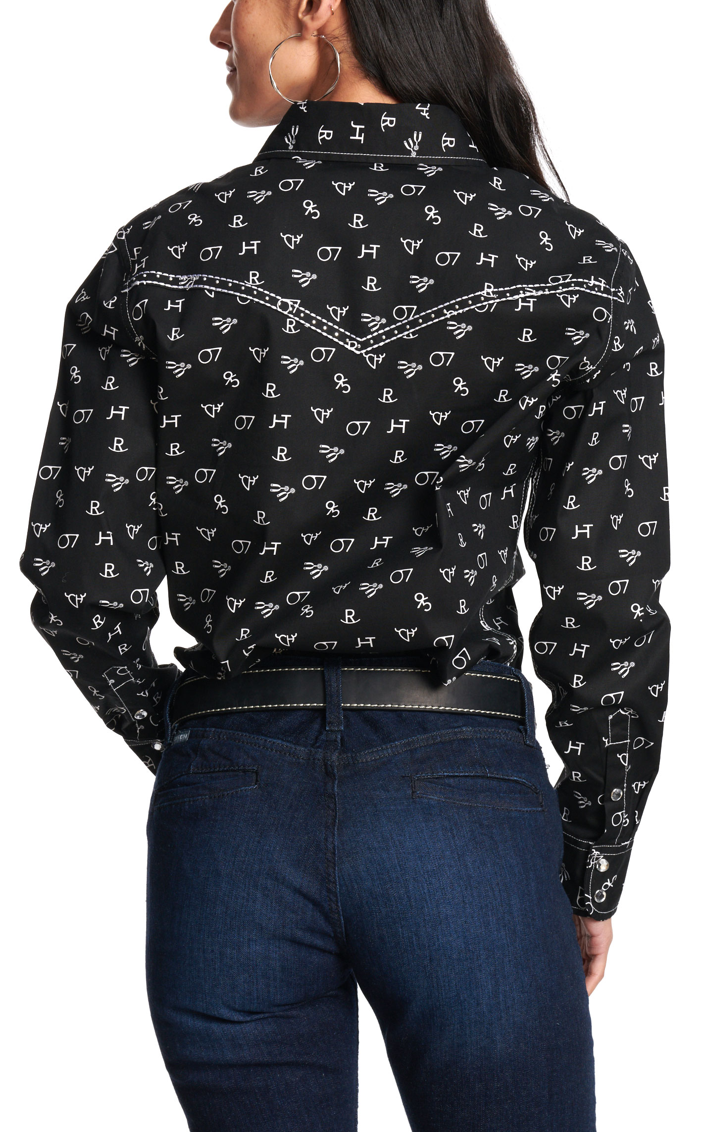 Cowgirl Hardware Women's Black Branding Irons Western Shirt - Image 1