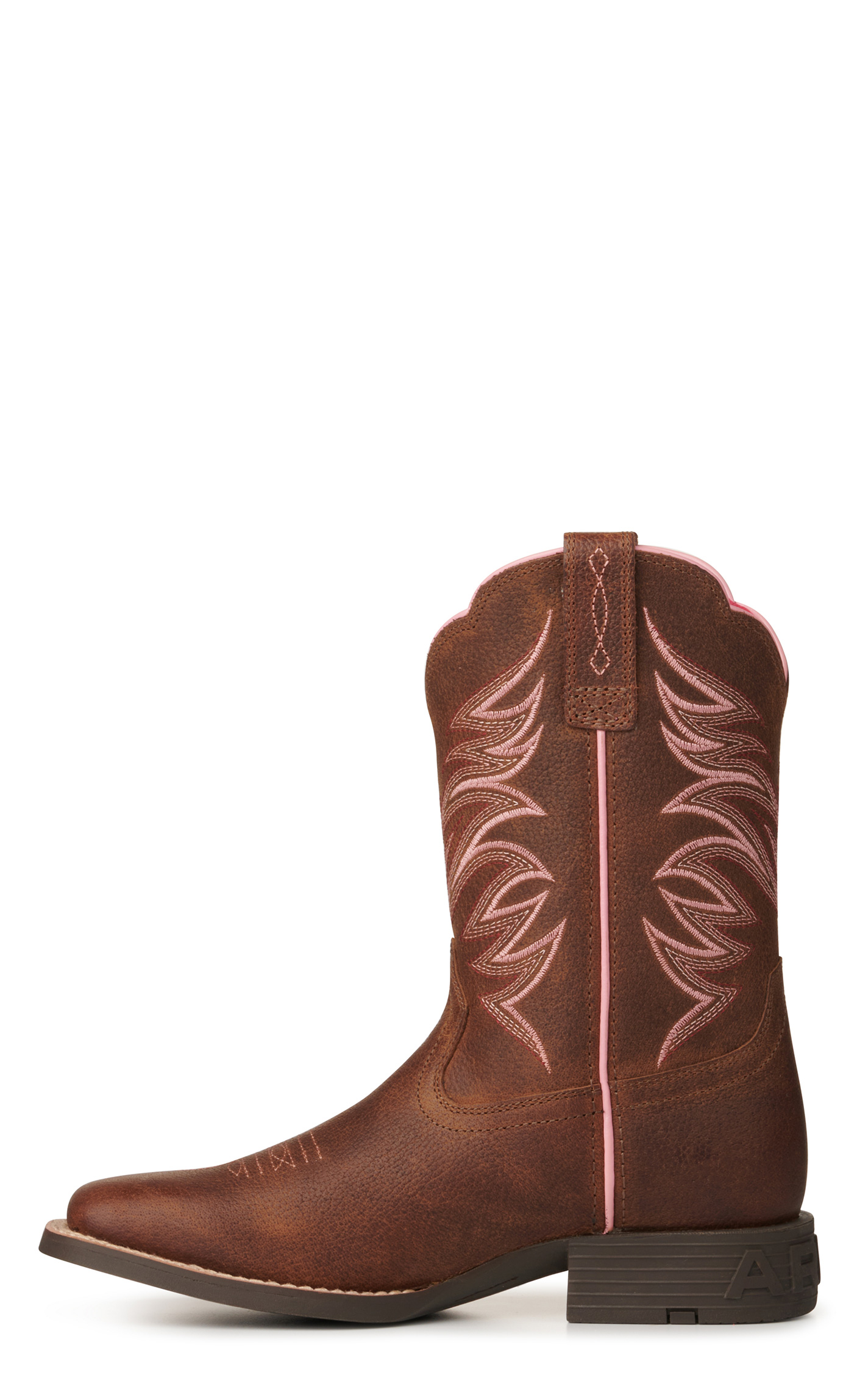 Ariat Youth Firecatcher Rowdy Brown Wide Square Toe Cowboy Boots - Image 1