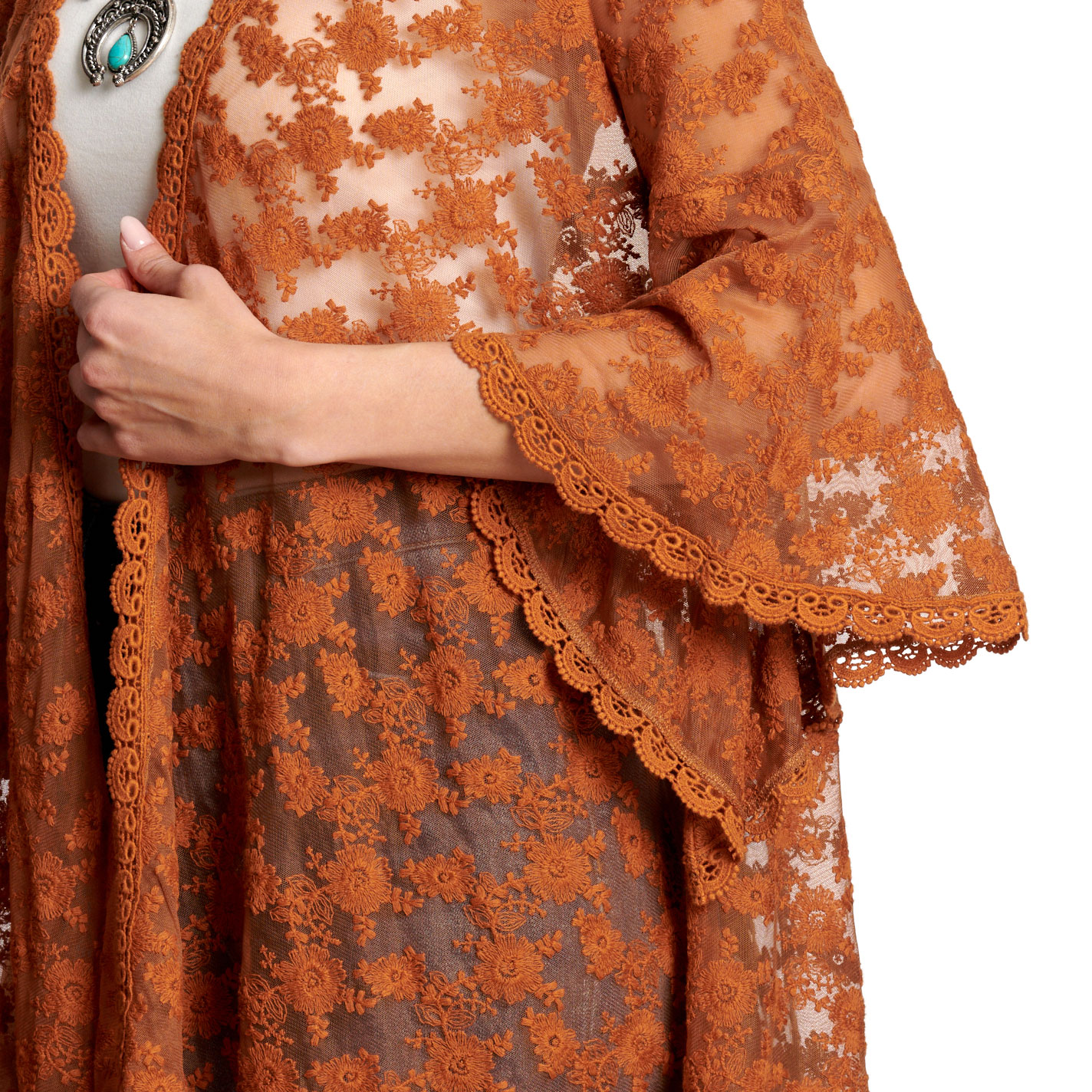 Magnolia Lane Women's Caramel Lace Cardigan  - Image 1