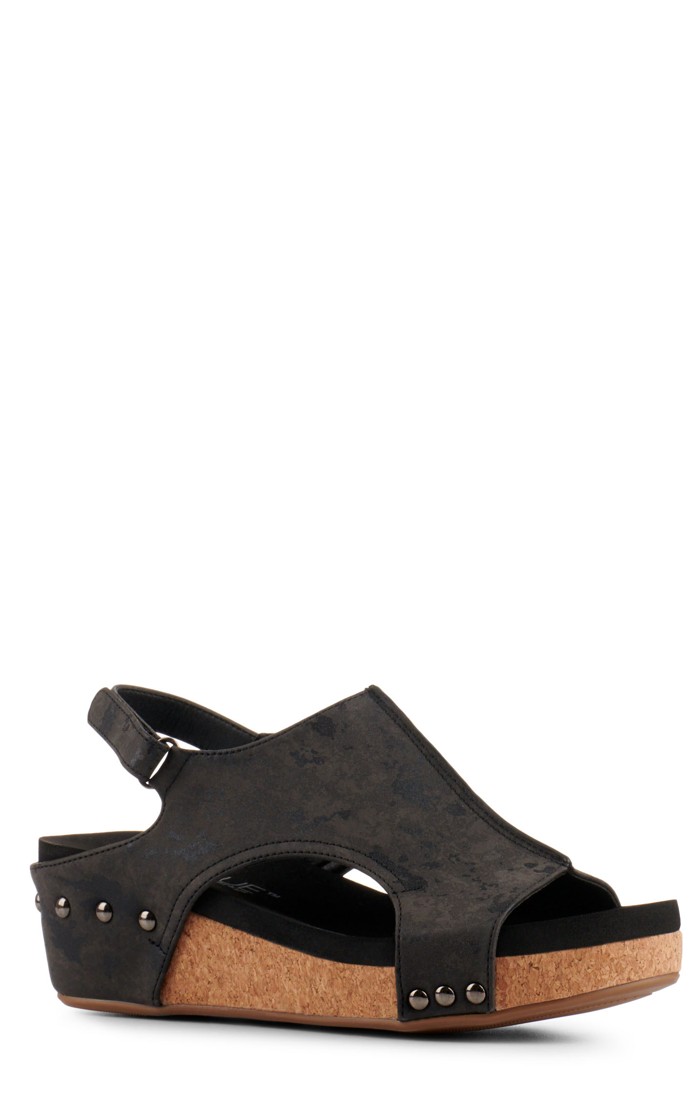 Corkys Women's Volita II Black Peep Toe Wedge Sandal - Image 1