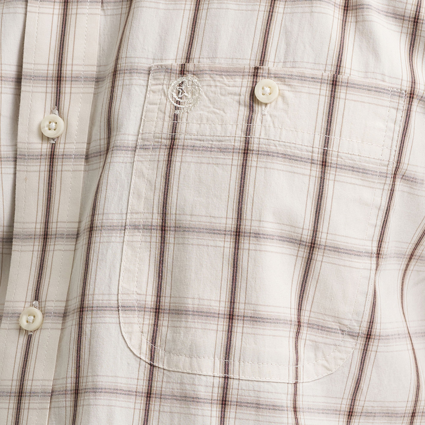 Wrangler George Strait Men's White & Brown Plaid Print Western Shirt  - Image 1