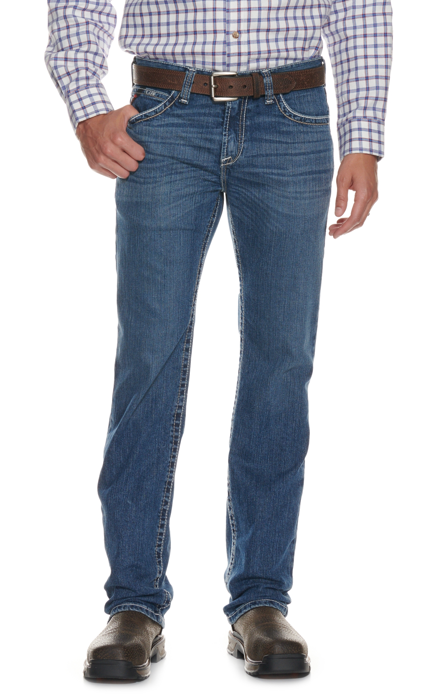 Ariat Men's Adkins M7 Medium Wash Durastretch FR Straight Leg Work Jeans - Image 1