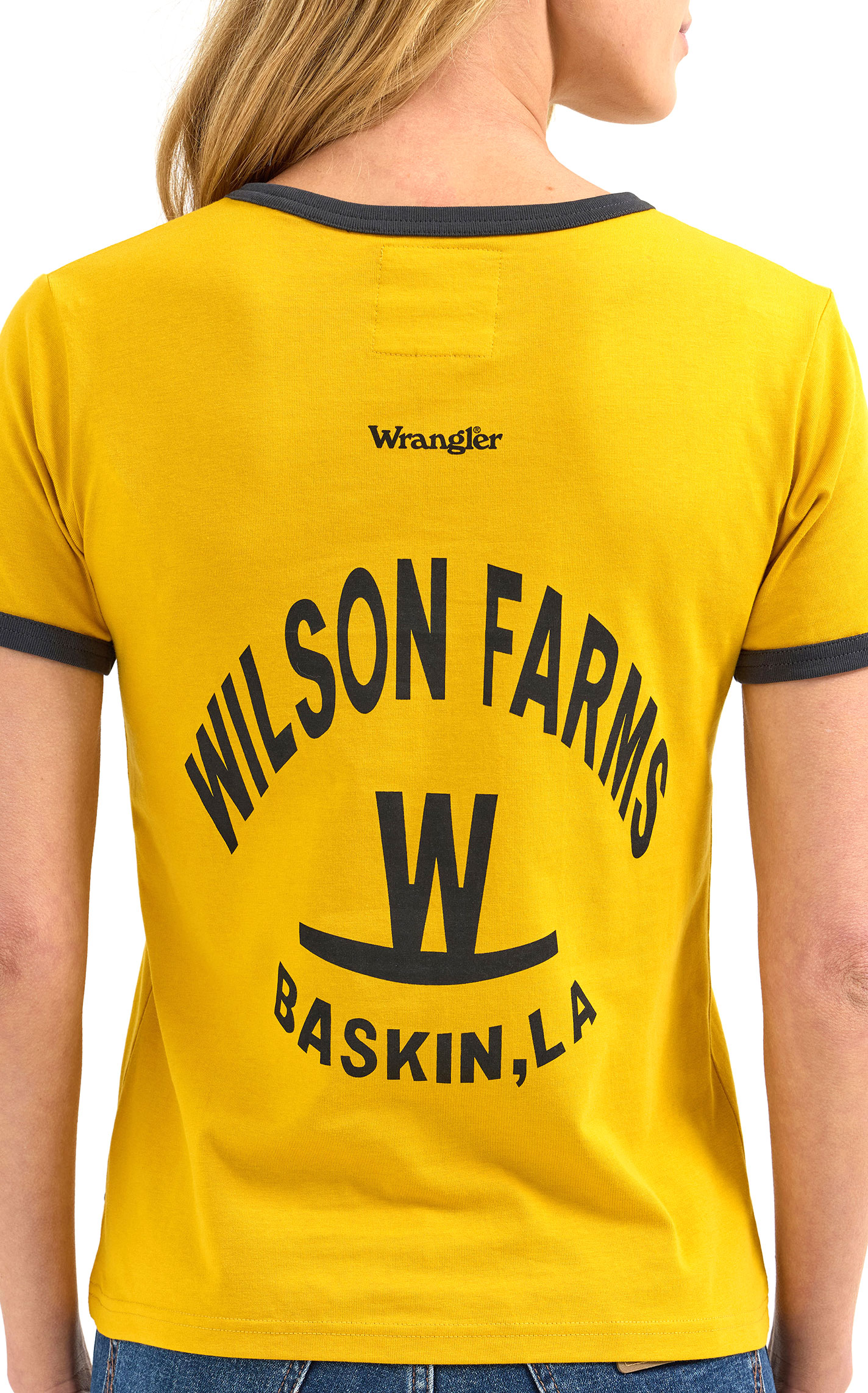 Wrangler & Lainey Wilson Women's Mustard Wilson Farms Graphic T-Shirt - Image 1