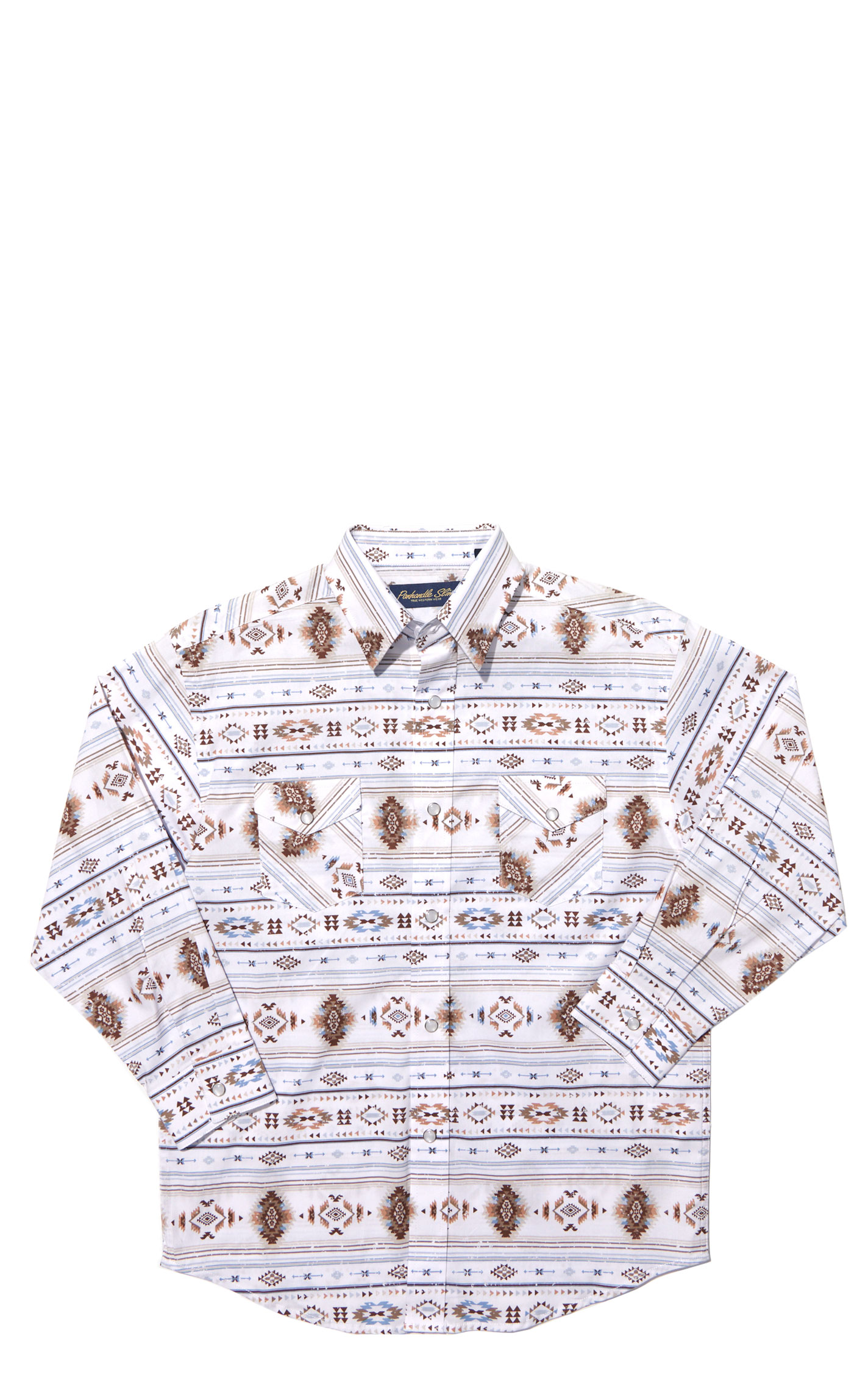 Panhandle Boy's Rough Stock Coffee Aztec Print Western Shirt - Image 1