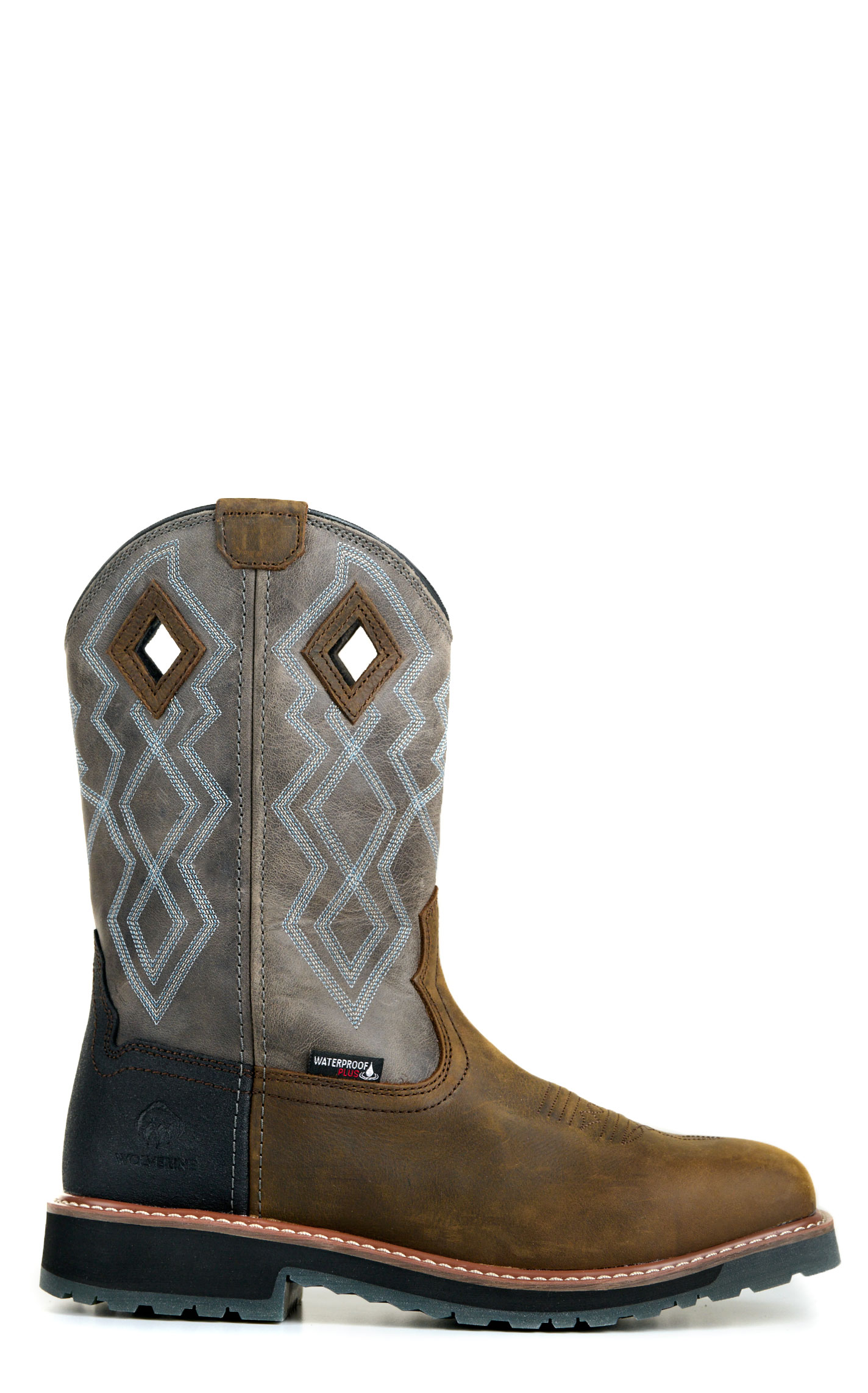 Wolverine Men's Rancher Pro Brown and Gray Wide Square Composite Toe Work Boots - Image 1