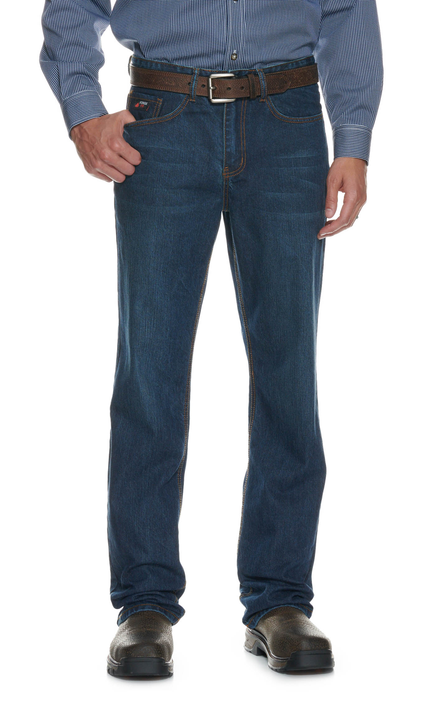 Forge Men's Dark Wash Boot Cut HRC2 FR Work Jeans - Big & Tall - Image 1