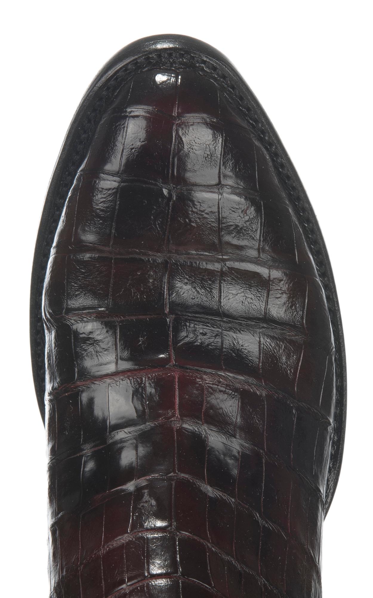Lucchese Men's Black Cherry Caiman Belly R-Toe Exotic Western Boots - Image 1