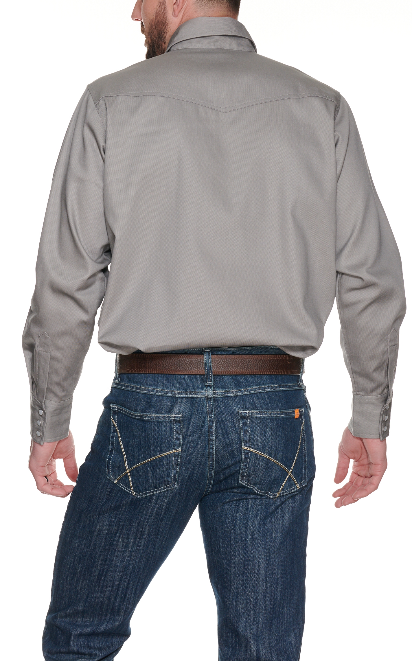 Forge Workwear FR Men's Light Gray Long Sleeve Work Shirt - Image 1