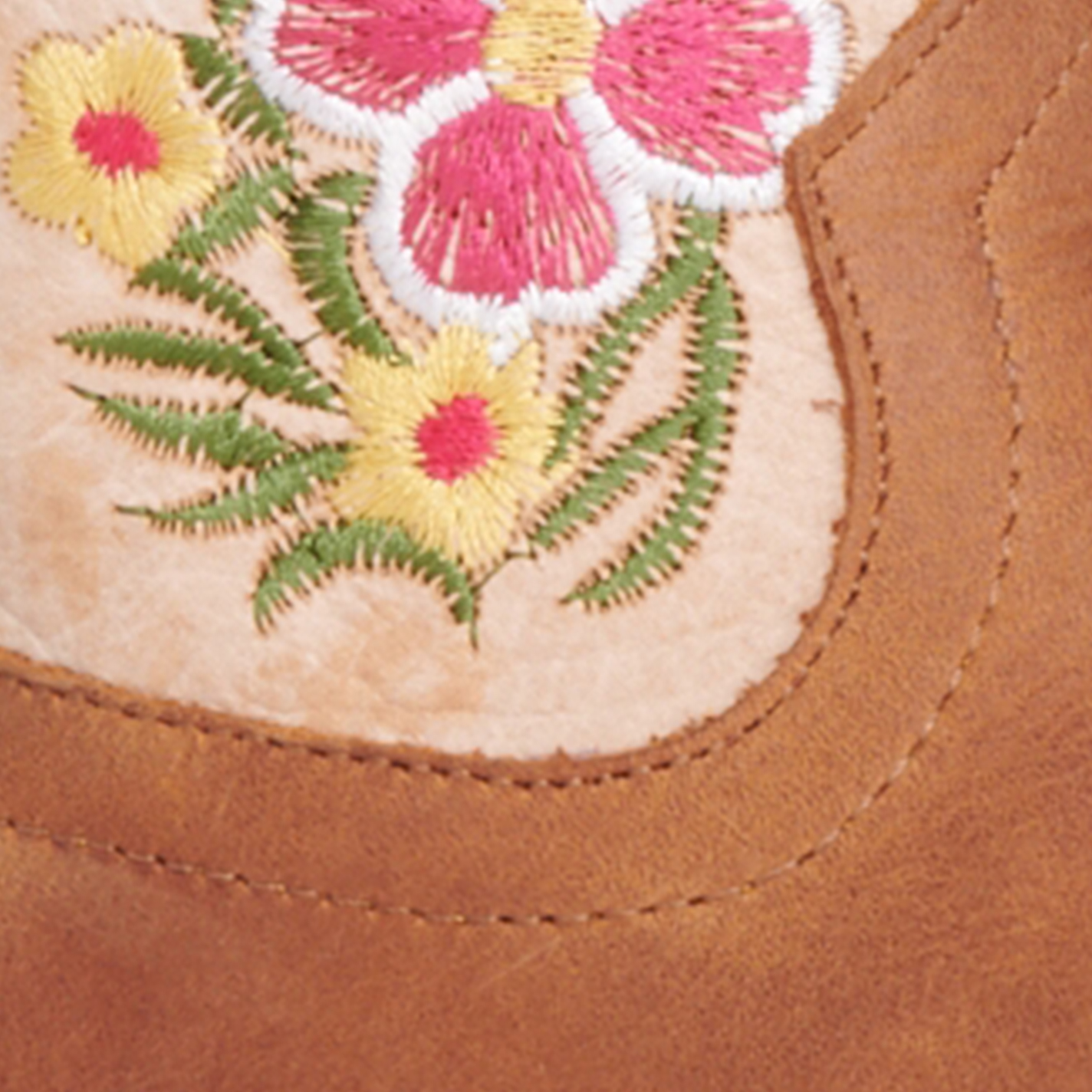 Anderson Bean Women's Macie Bean Cognac and Bone with Floral Embroidery Wide Square Toe Cowboy Boots - Image 1