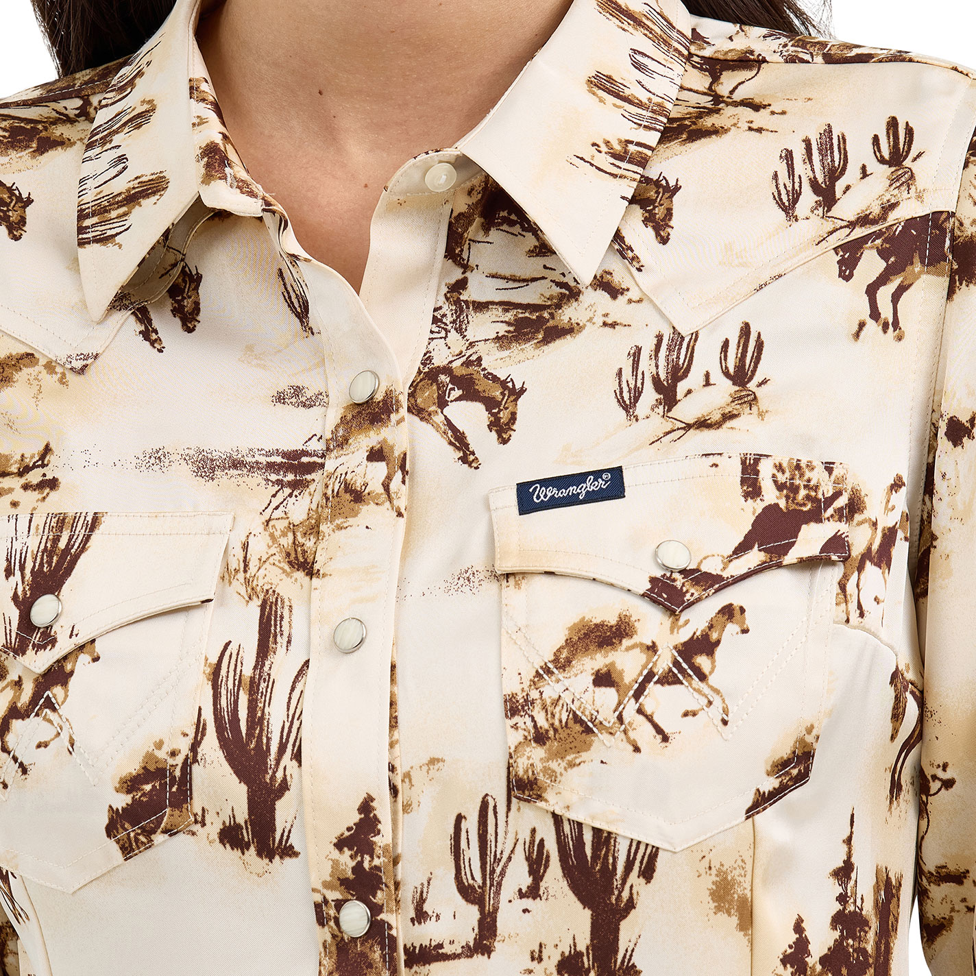 Wrangler Retro Women's Ivory Western Print Western Shirt - Image 1
