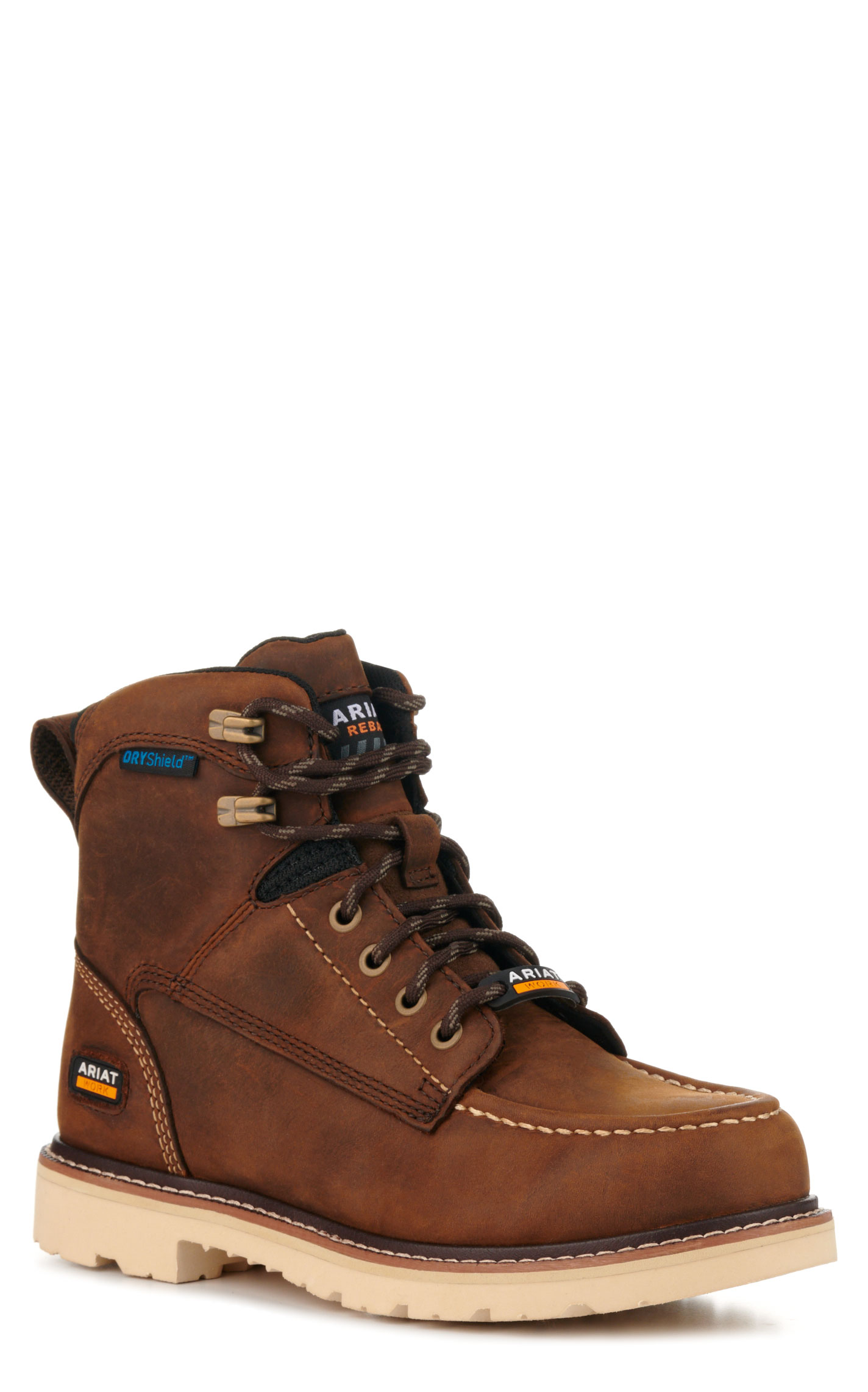 Ariat Women's Rebar Lift Distressed Brown Round Composite Toe Lace Up Work Boot - Image 1