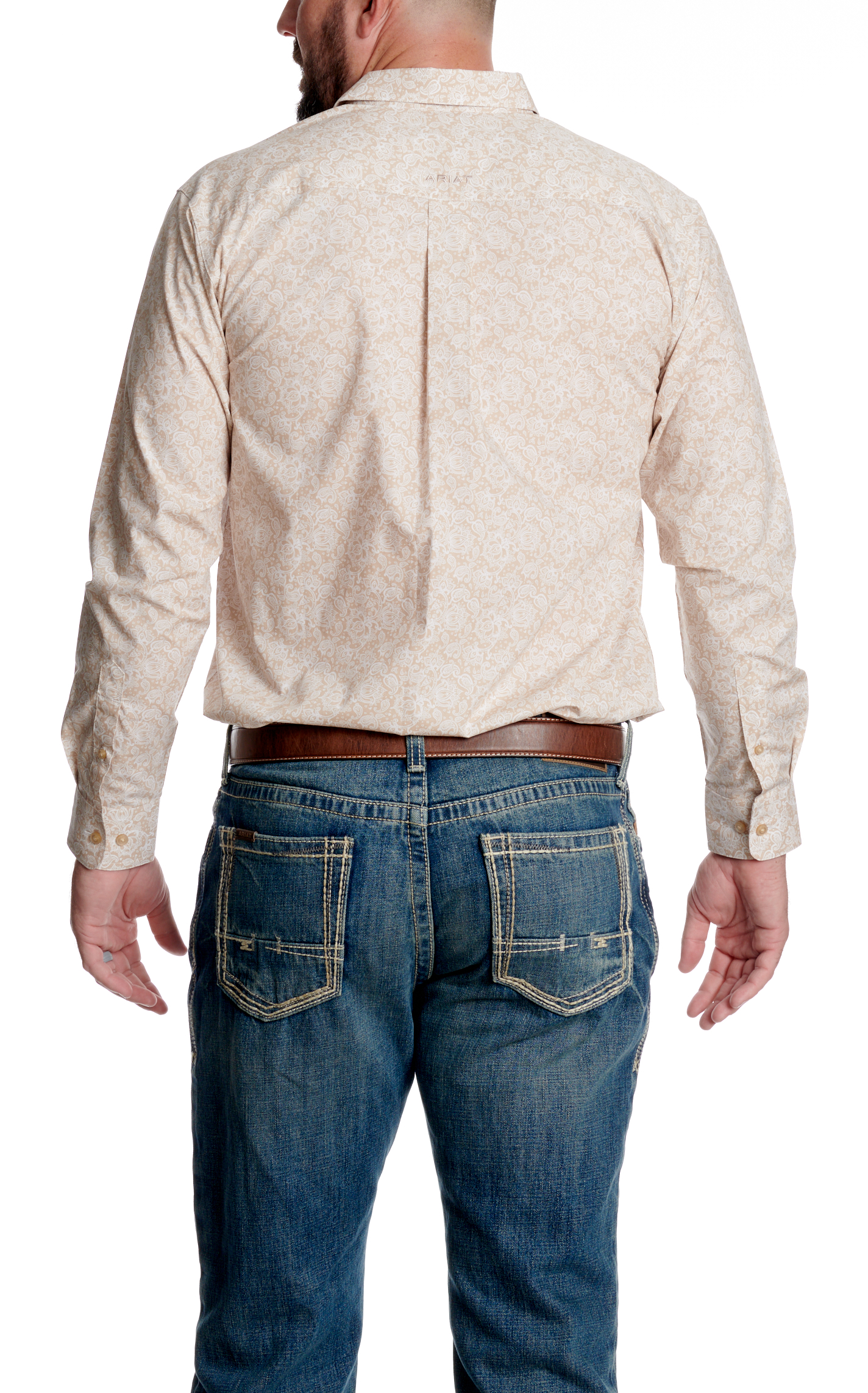 Ariat Men’s Tan Paisley Print Western Shirt - Image 1