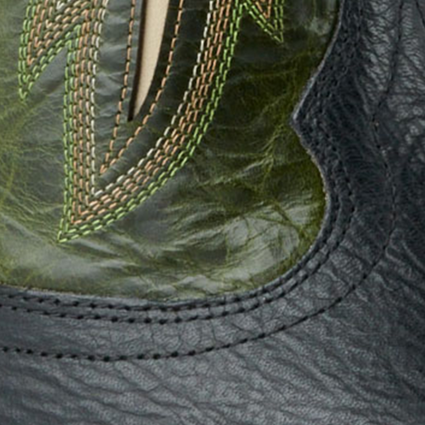 Ariat Men's Stadtler Black and Dark Lime TekStep Square Toe Cowboy Boots - Image 1