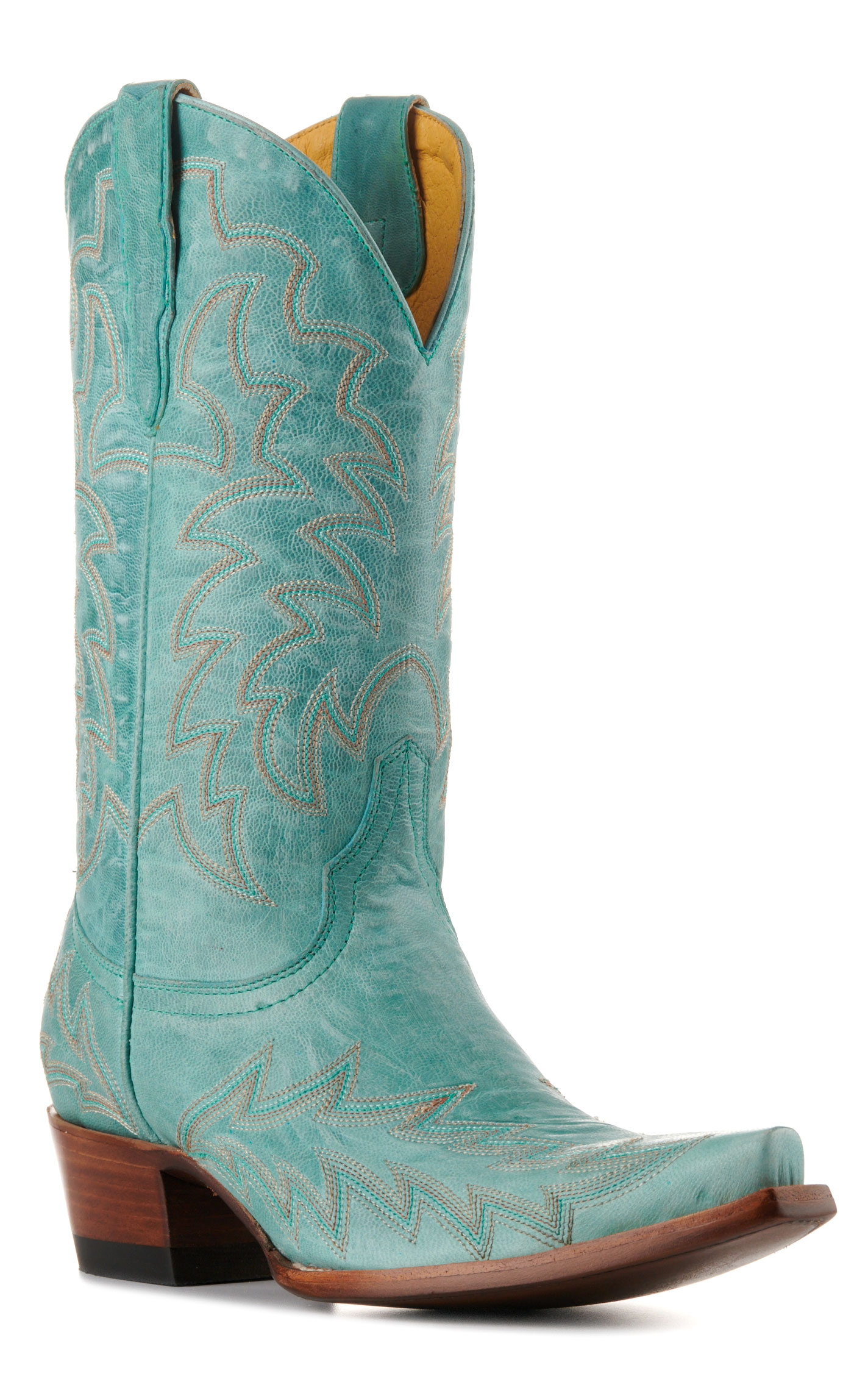 Cavender’s Women’s Turquoise Leather Snip Toe Cowboy Boots - Cavender’s - Image 1