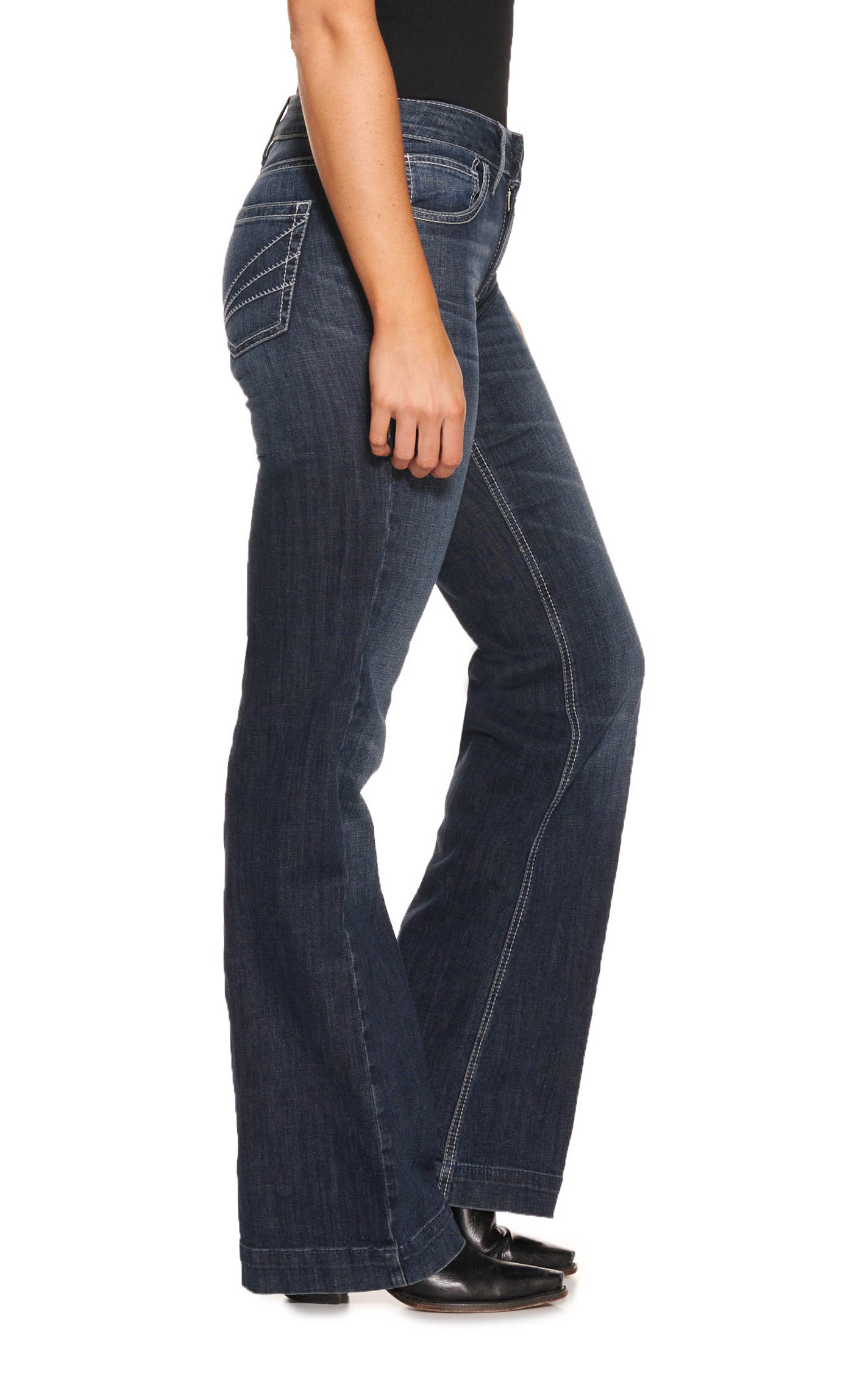 Ariat Women's Aisha Missouri Dark Wash Trouser Leg Jeans - Image 1