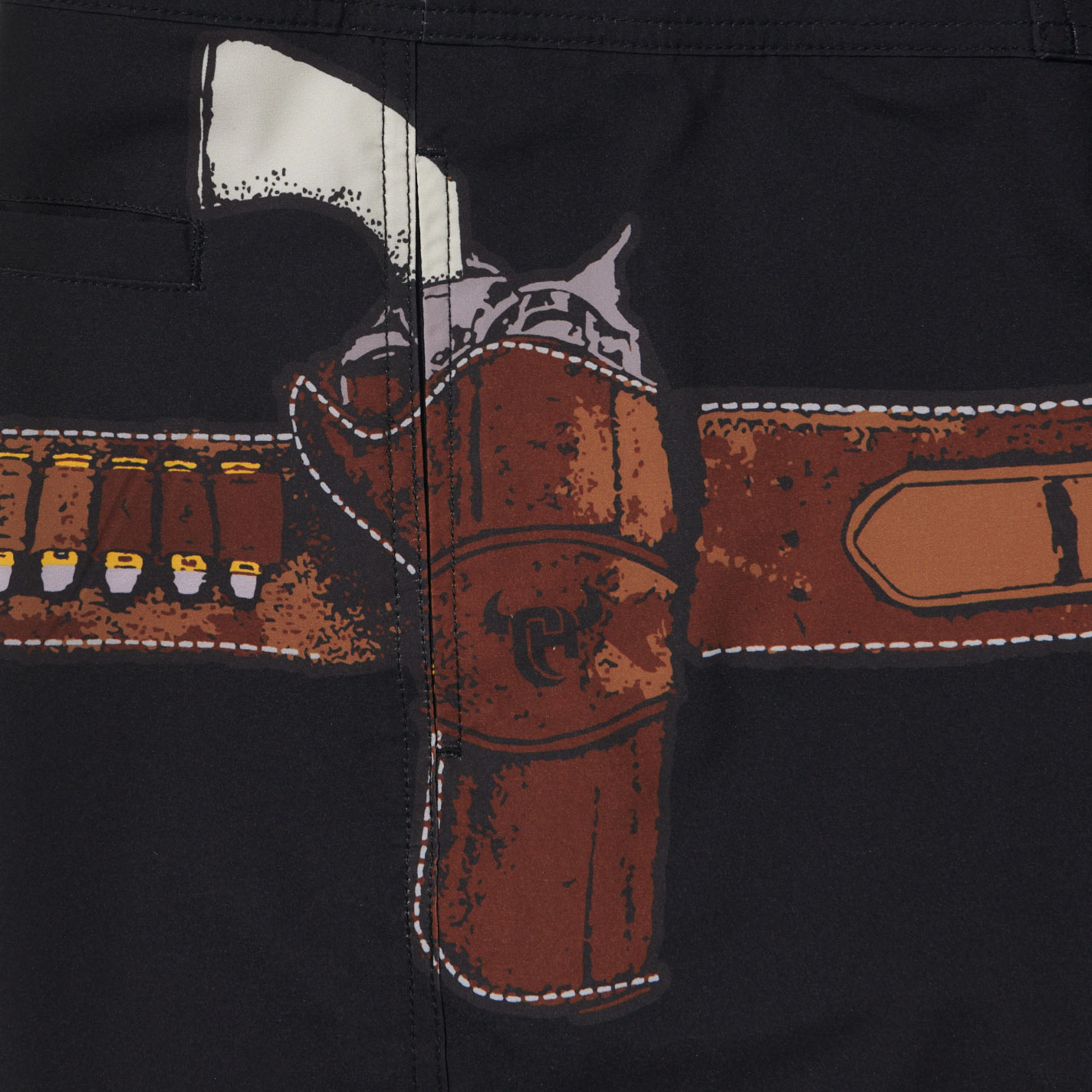 Cowboy Hardware Men’s Black Gun Belt Board Shorts - Image 2