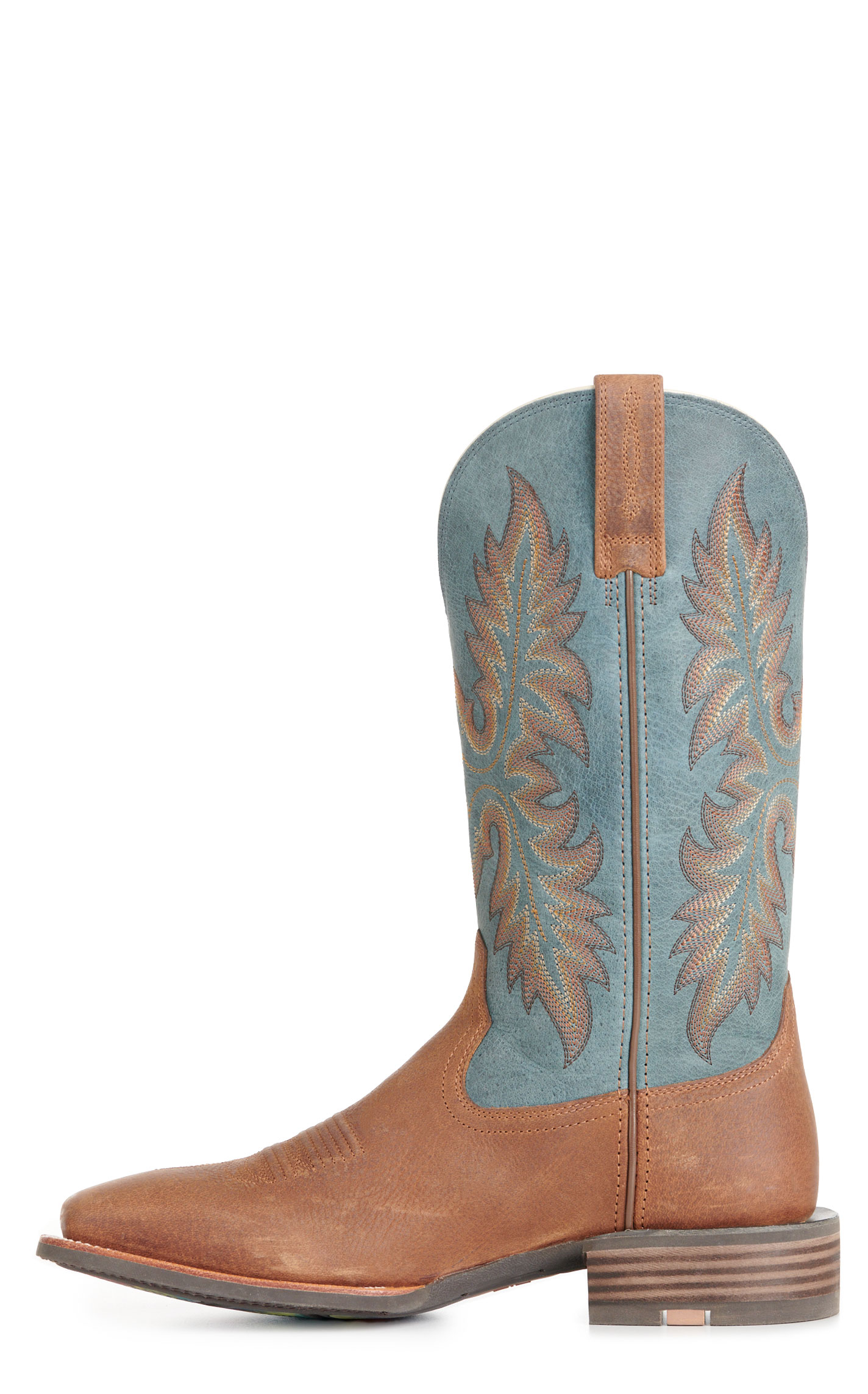 Ariat Men's Hudson Brown and Blue Wide Square Toe Cowboy Boots - Image 1