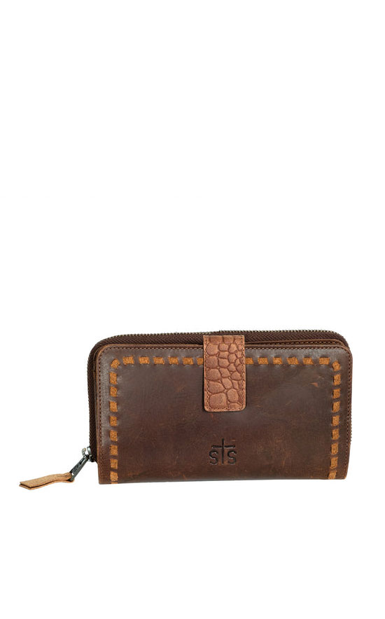 STS Ranchwear Chestnut Leather Catalina Croc Chelsea Wallet - Image 1