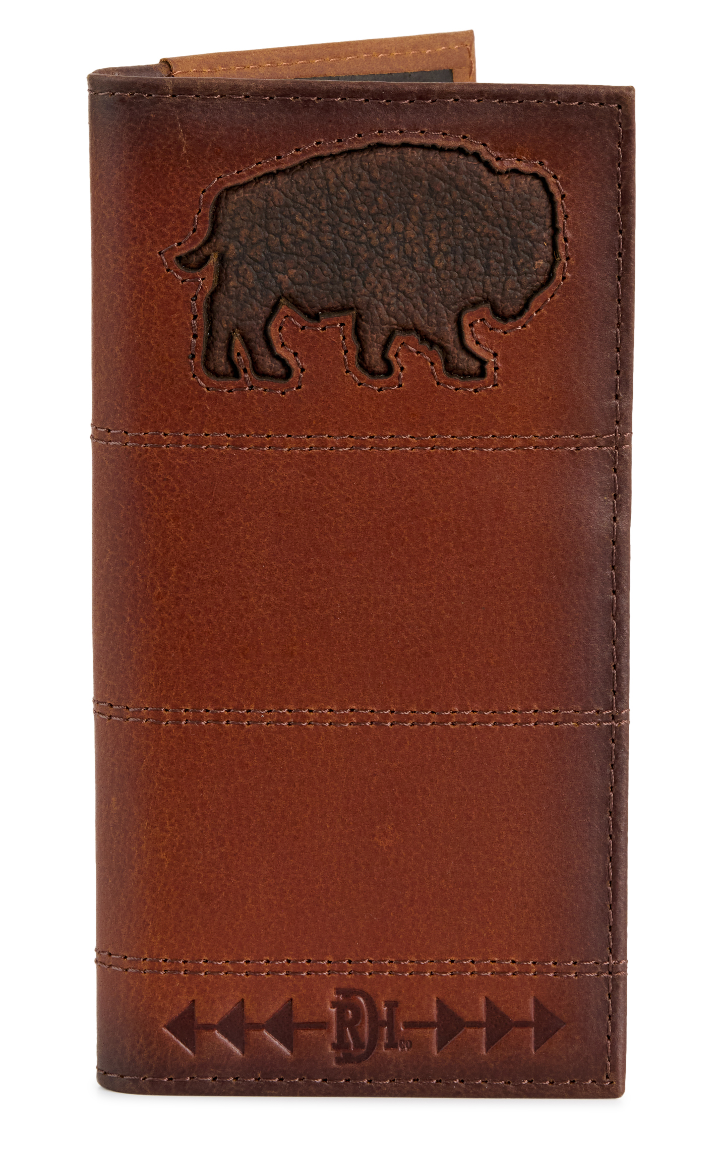 Red Dirt Hat Co. Brown Leather Buffalo Cut-Out Rodeo Wallet - Image 1