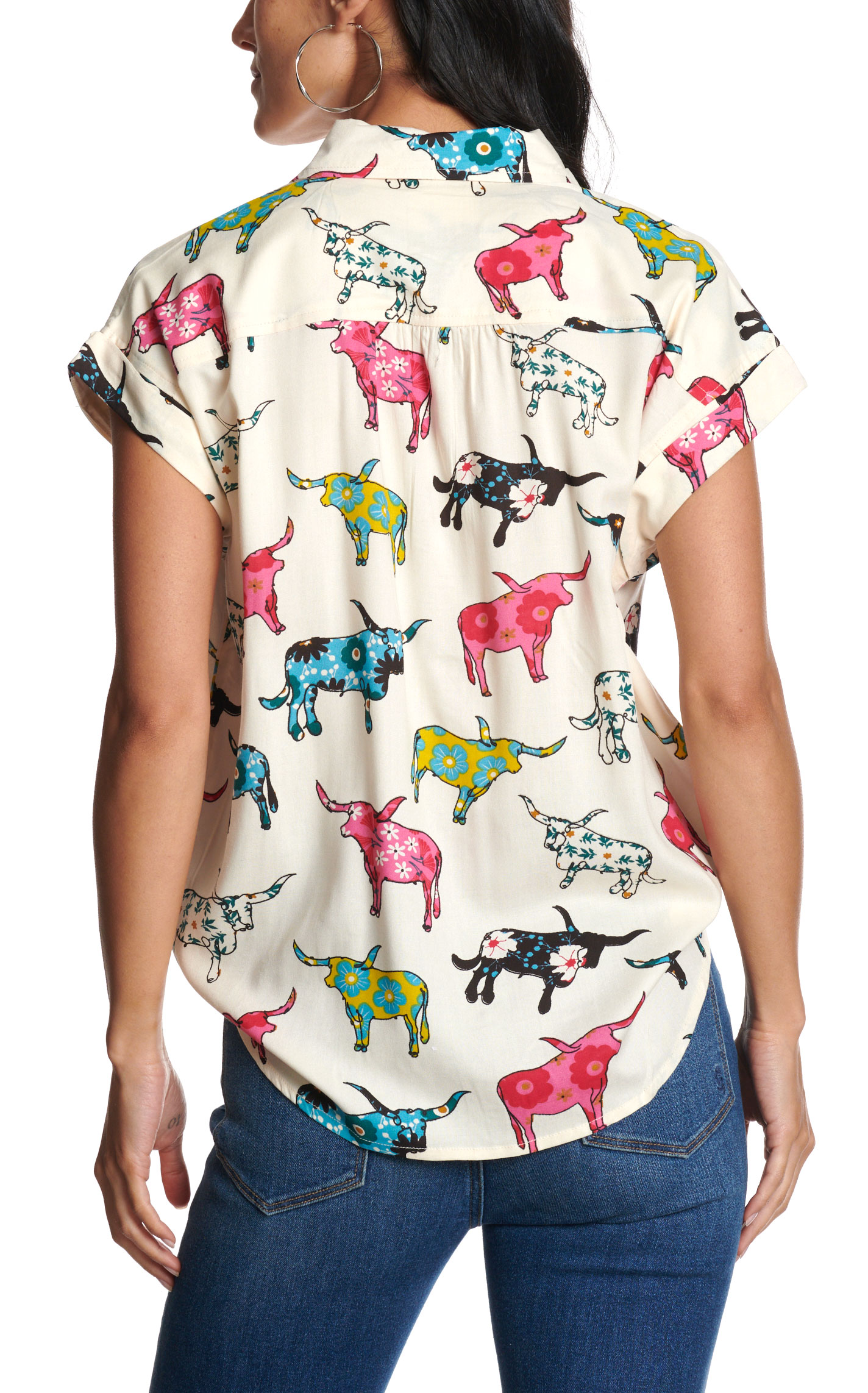 Cotton & Rye Women’s White Arty Longhorn Floral Print Top - Image 3