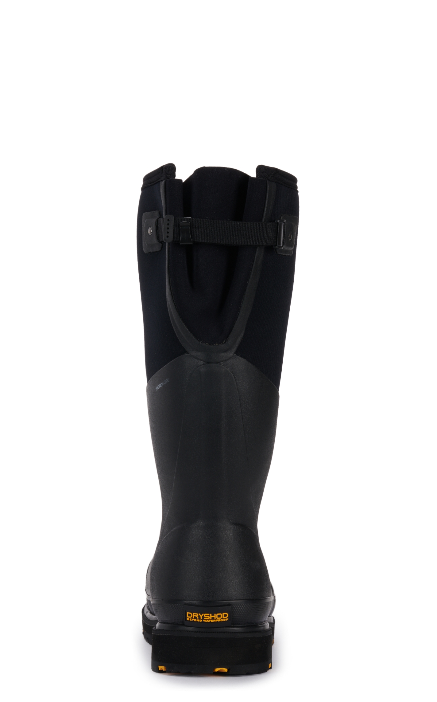 Dryshod Men's Black and Yellow Adjustable Gusset Round Steel-Toe Rubber Work Boot - Image 1