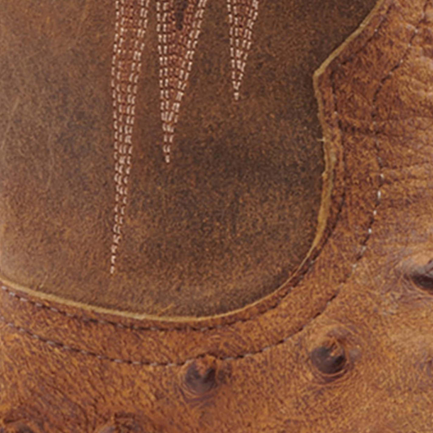 Anderson Bean Men's Tan Full Quill Ostrich with Black Hybrid Sole Square Toe Cowboy Boots - Image 1