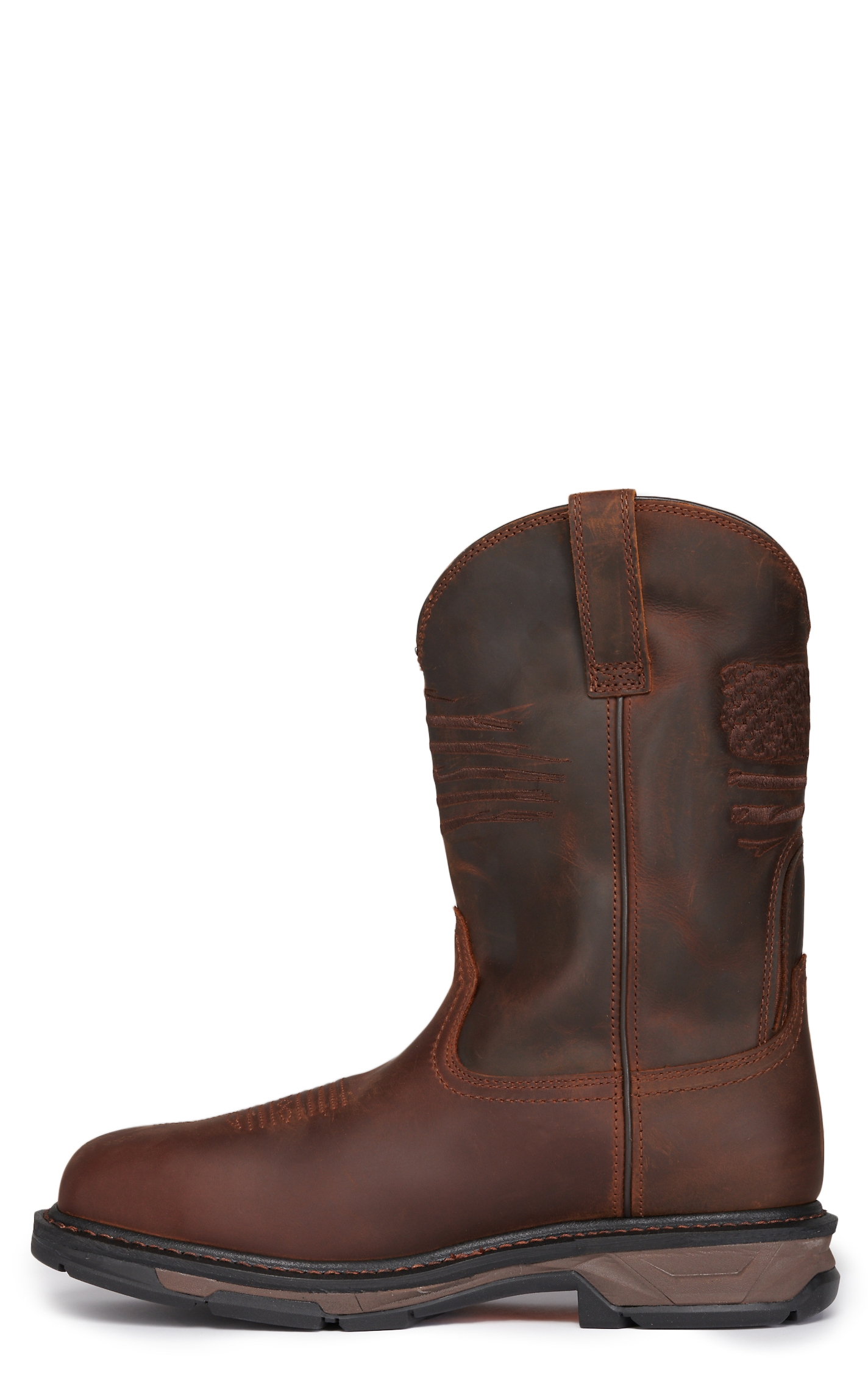 Ariat Men's WorkHog XT Patriot Distressed Brown Embroidered Flag Waterproof Square Carbon Toe Work Boot - Image 1