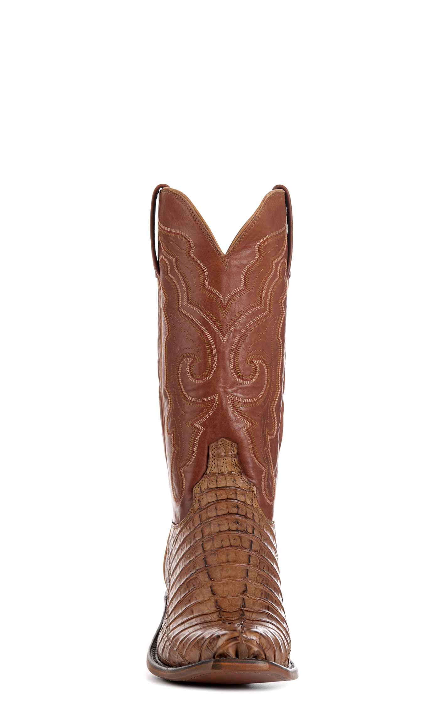 Lucchese Men's Tawny Franklin Hornback Caiman Leather Narrow Square Toe Boots - Image 1