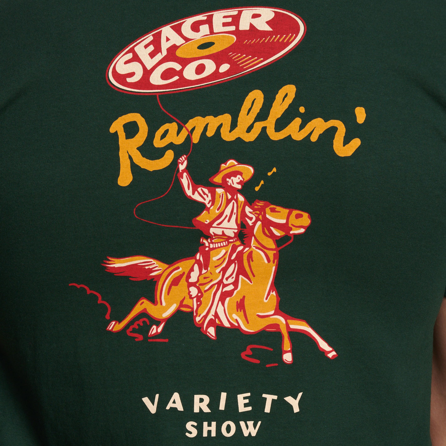 Seager Men's Green Ramblin Variety Show Logo T-Shirt  - Image 1