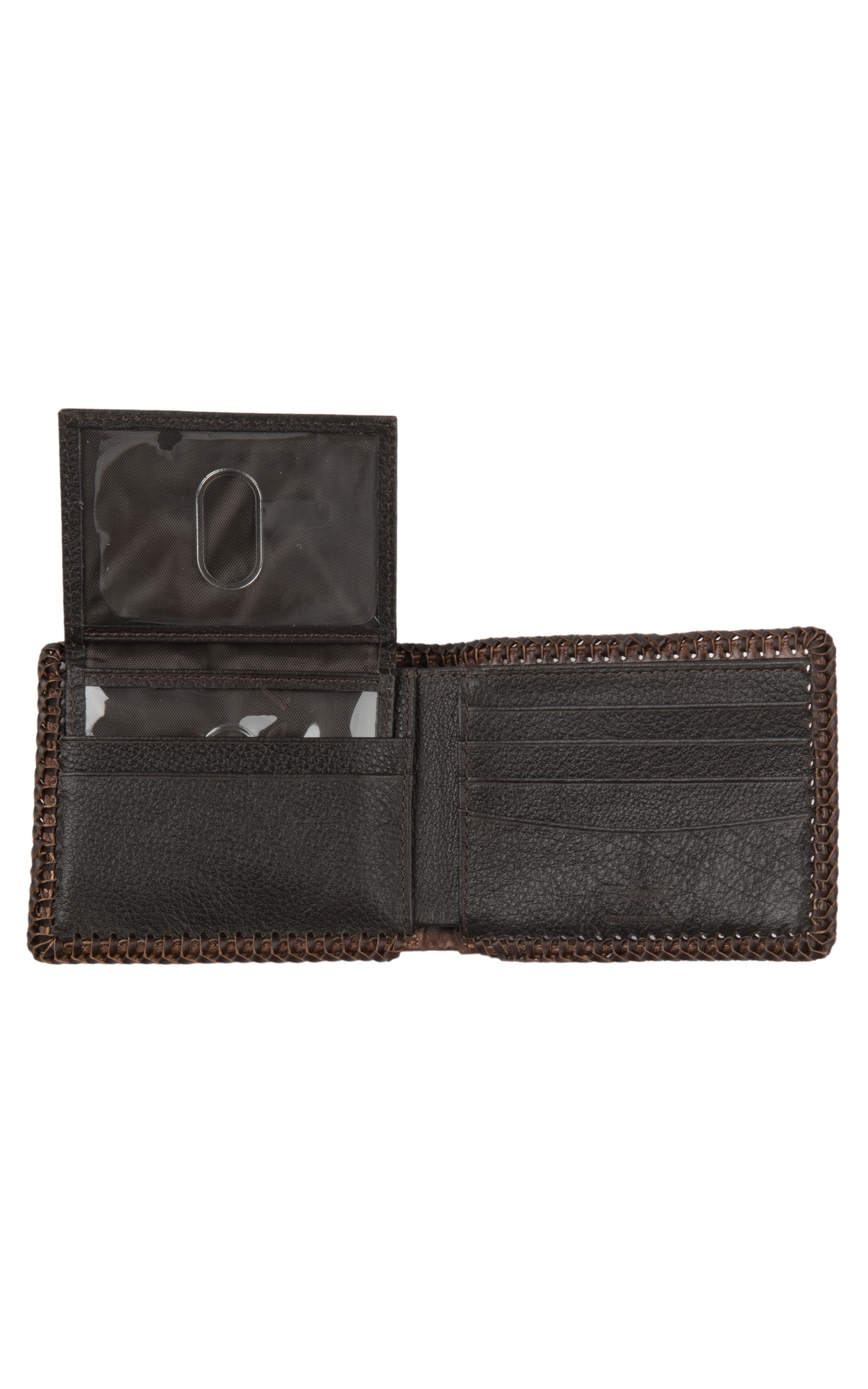 Nocona Embossed Praying Cowboy with Leather Braided Stitching BiFold Wallet - Image 1