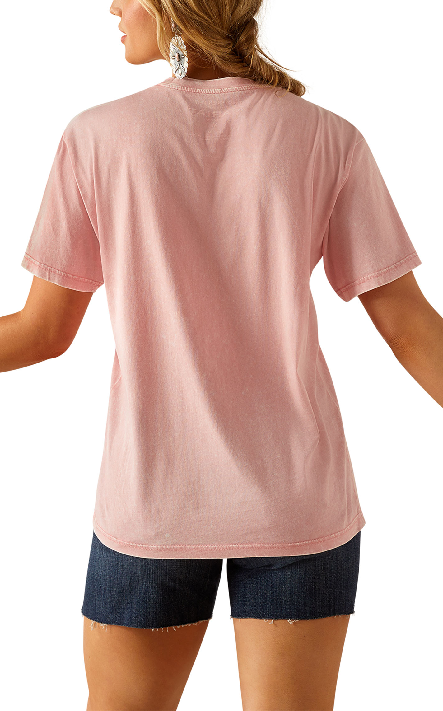 Ariat Women's Pink HOWDY Acid Wash T-Shirt - Image 1
