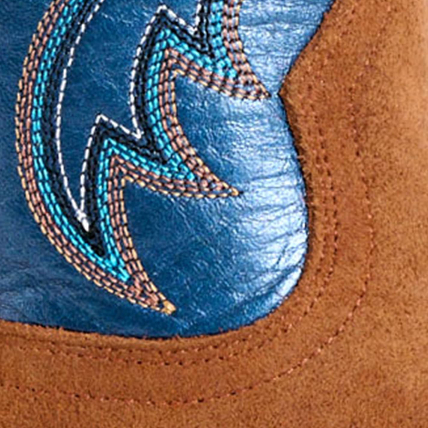 Cavender's Women's Cognac Suede Metallic Blue Wide Square Toe Cowboy Boots - Image 1