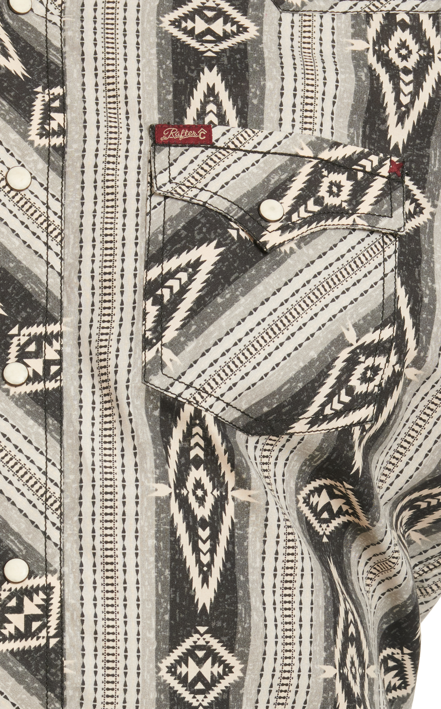 Rafter C Men's Red Dirt Collection Black & Gray Aztec Print Western Shirt - Image 1