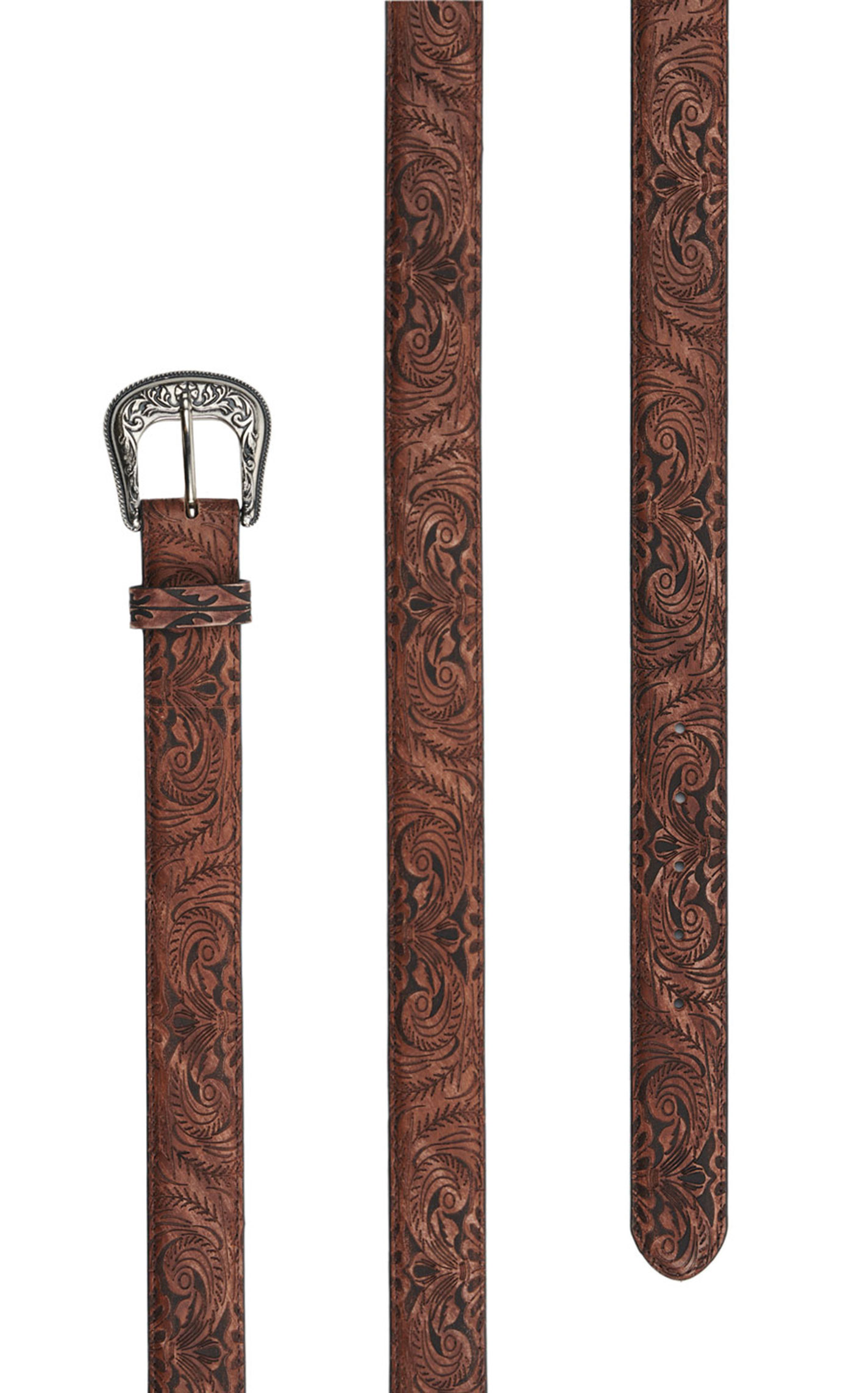 Cavender's Women's Brown Laser Tooled Leather Belt - Image 1