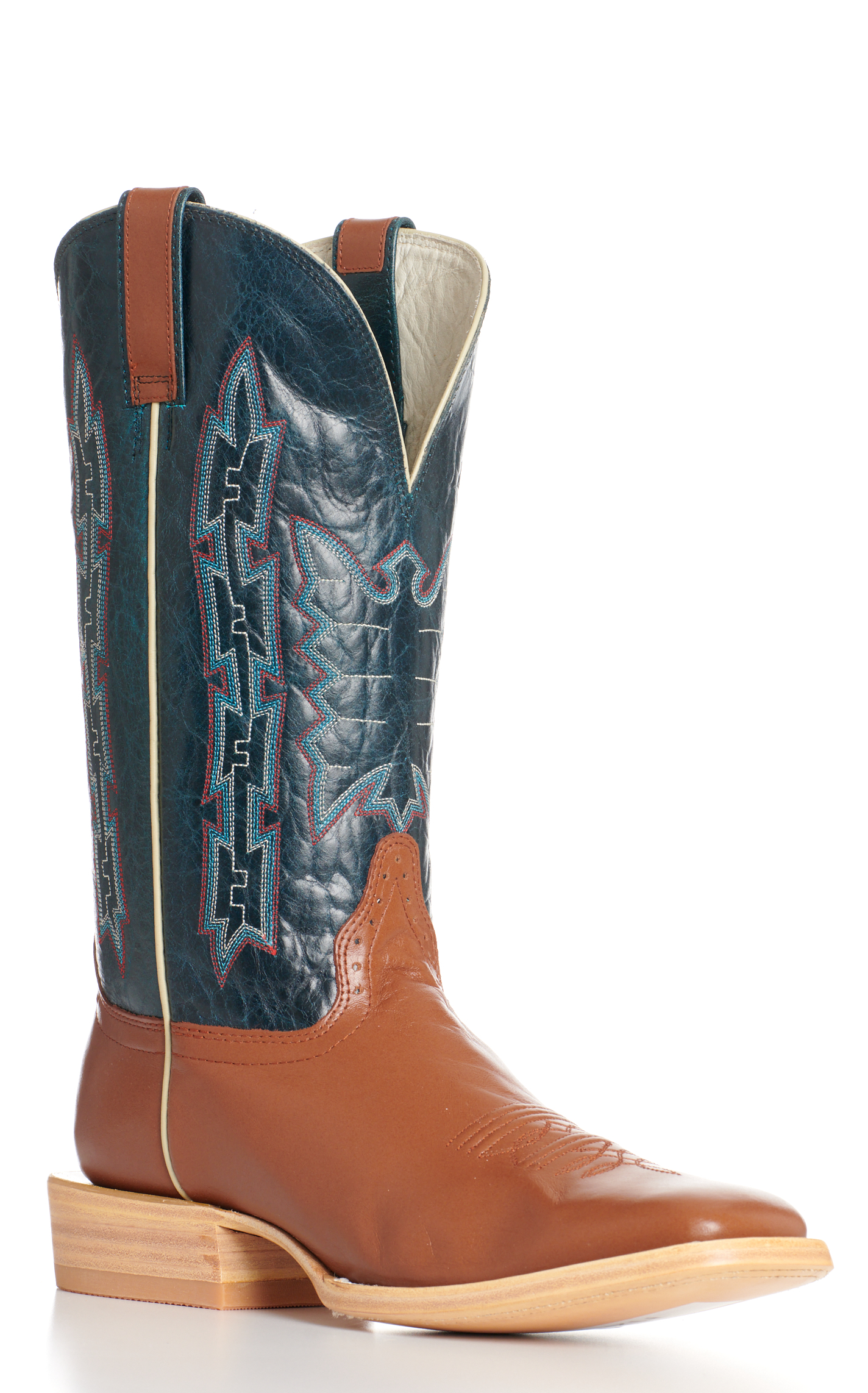 Hondo Men's Pagsoa Benedictine and Navy Square Toe Cowboy Boots - Image 1