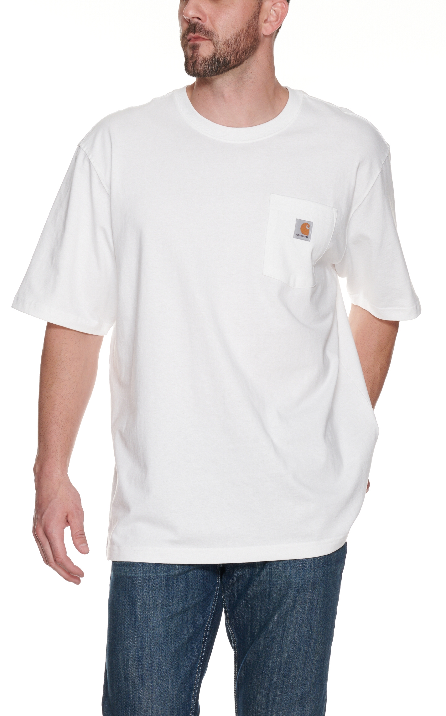 Carhartt Men's White Heavy Cotton Loose Fit Short Sleeve Work T-Shirt - Image 1