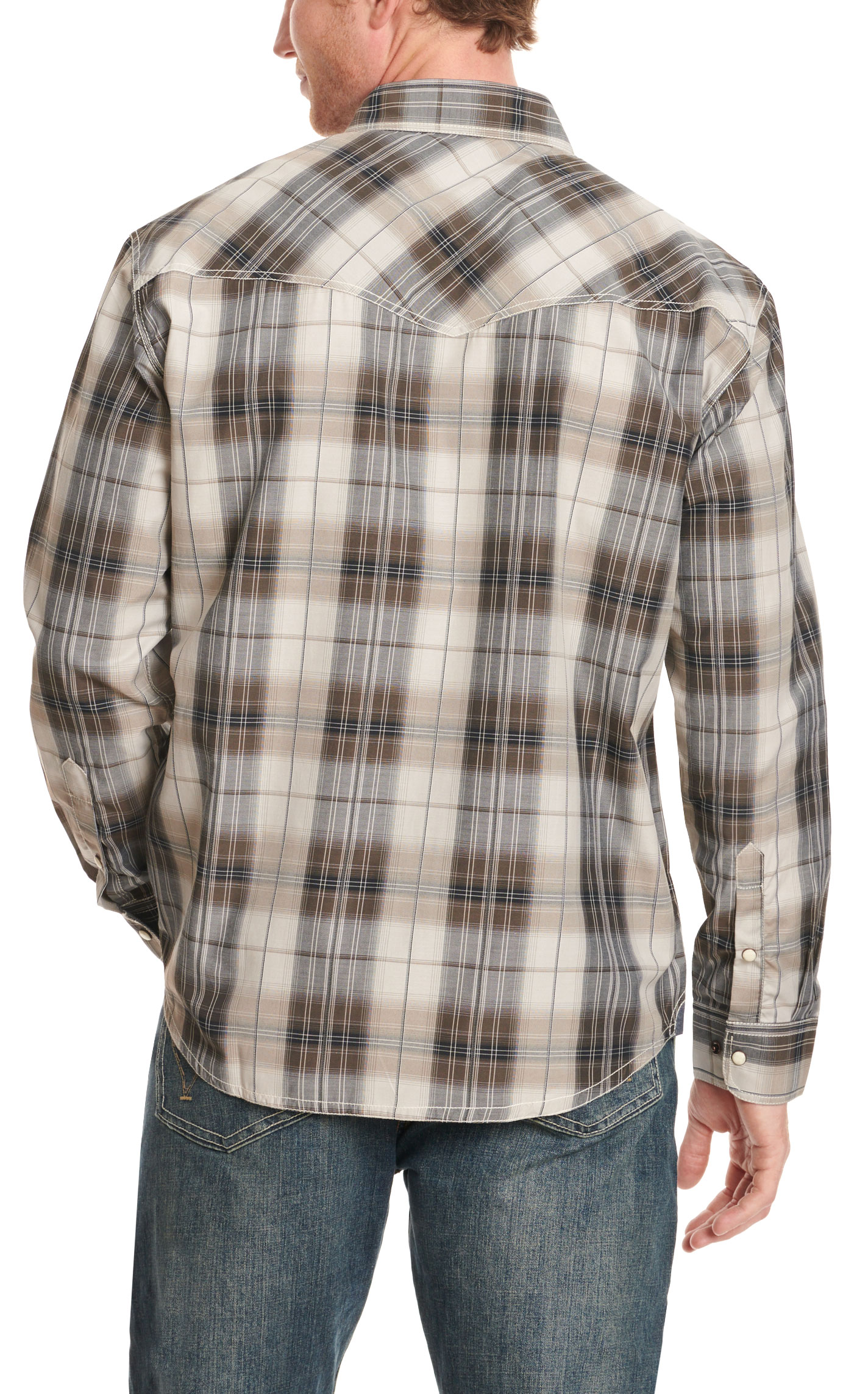 Rafter C Men's Red Dirt Collection Gray & Black Plaid Western Shirt - Image 1