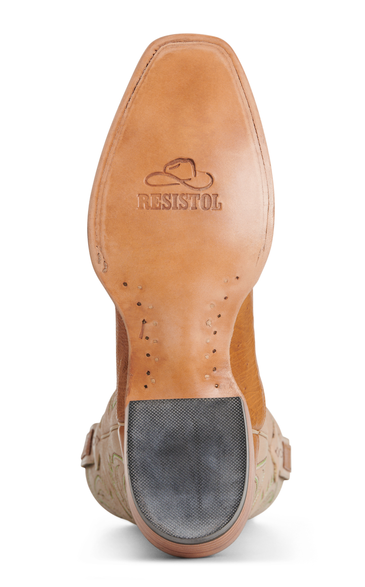 Resistol Men’s Antique Saddle & Cream Smooth Quill Ostrich Cutter Toe Cowboy Boots - Image 1