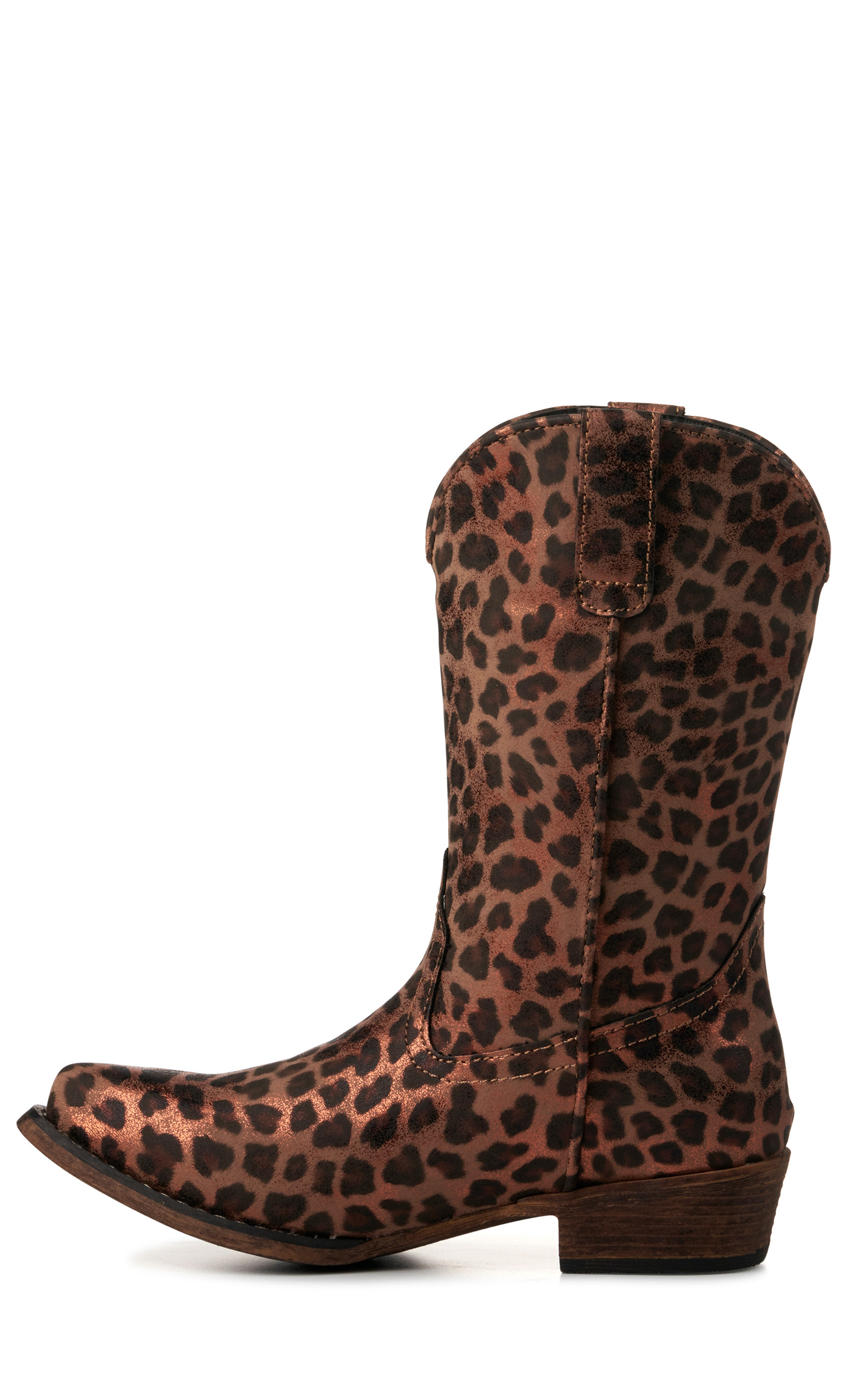 Roper Girls' Metallic Leopard Print Snip Toe Cowboy Boots - Image 1