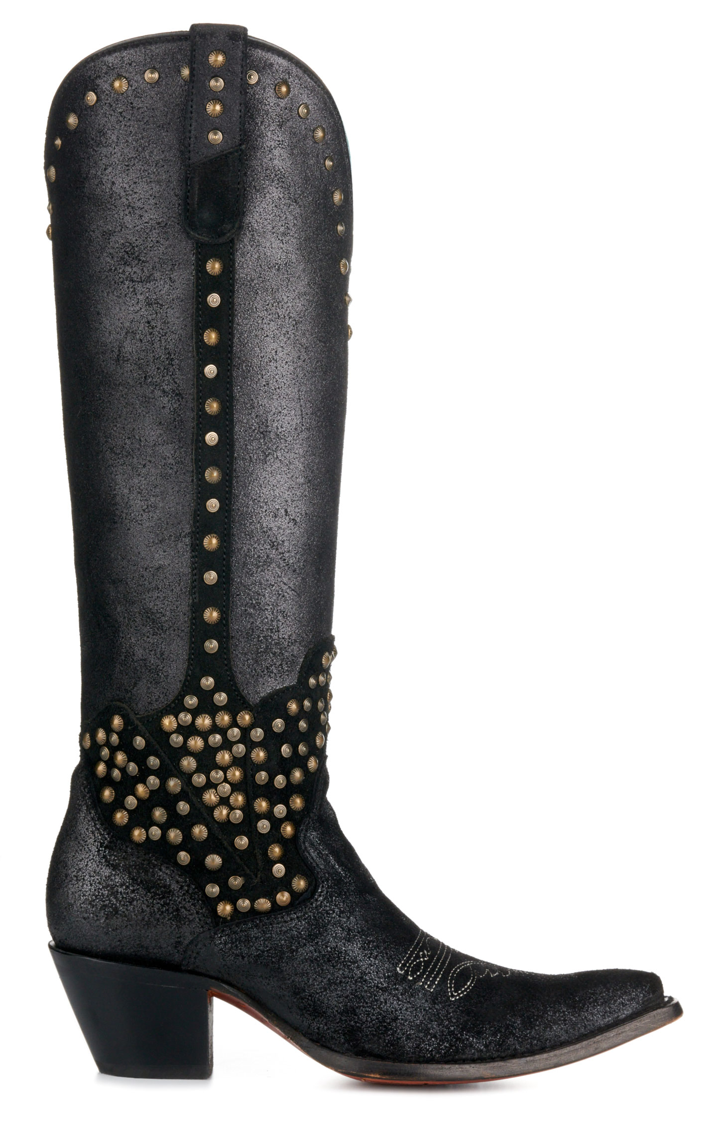 Corral Women's Black Metallized with Studs Pointed Toe Tall Cowboy Boots - Image 1