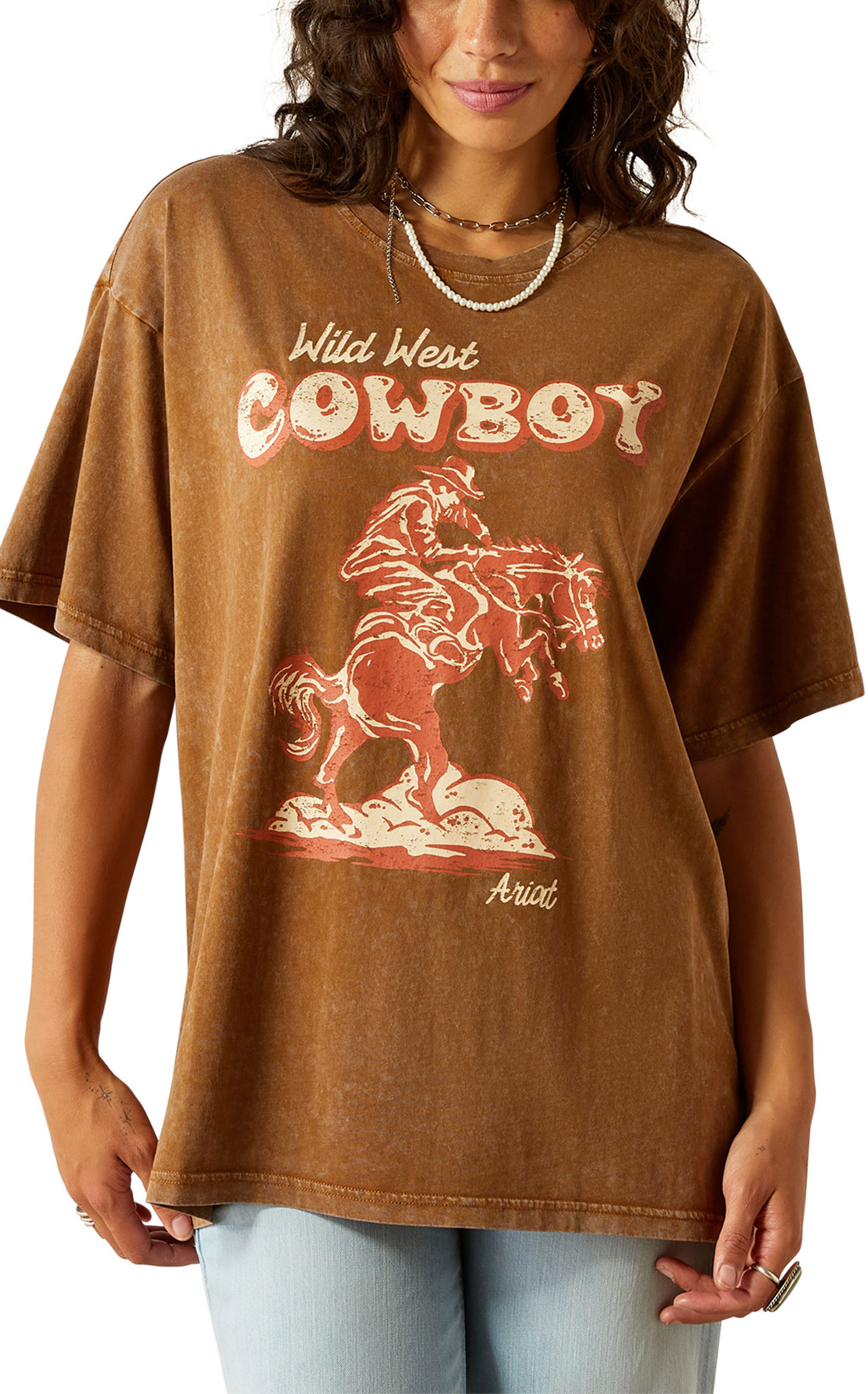 Ariat Women's Toffee Wild West Cowboy Oversized T-shirt - Image 3