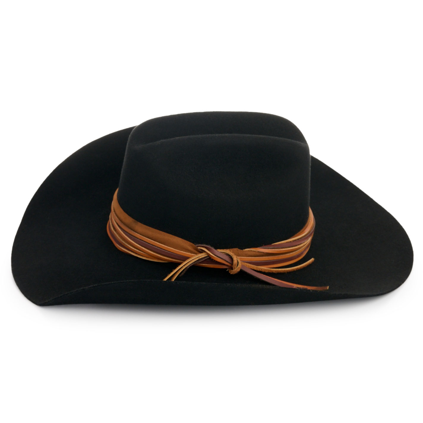 Rockin C Women's Black Wesley Creased Leather Wrap Felt Western Hat - Image 3