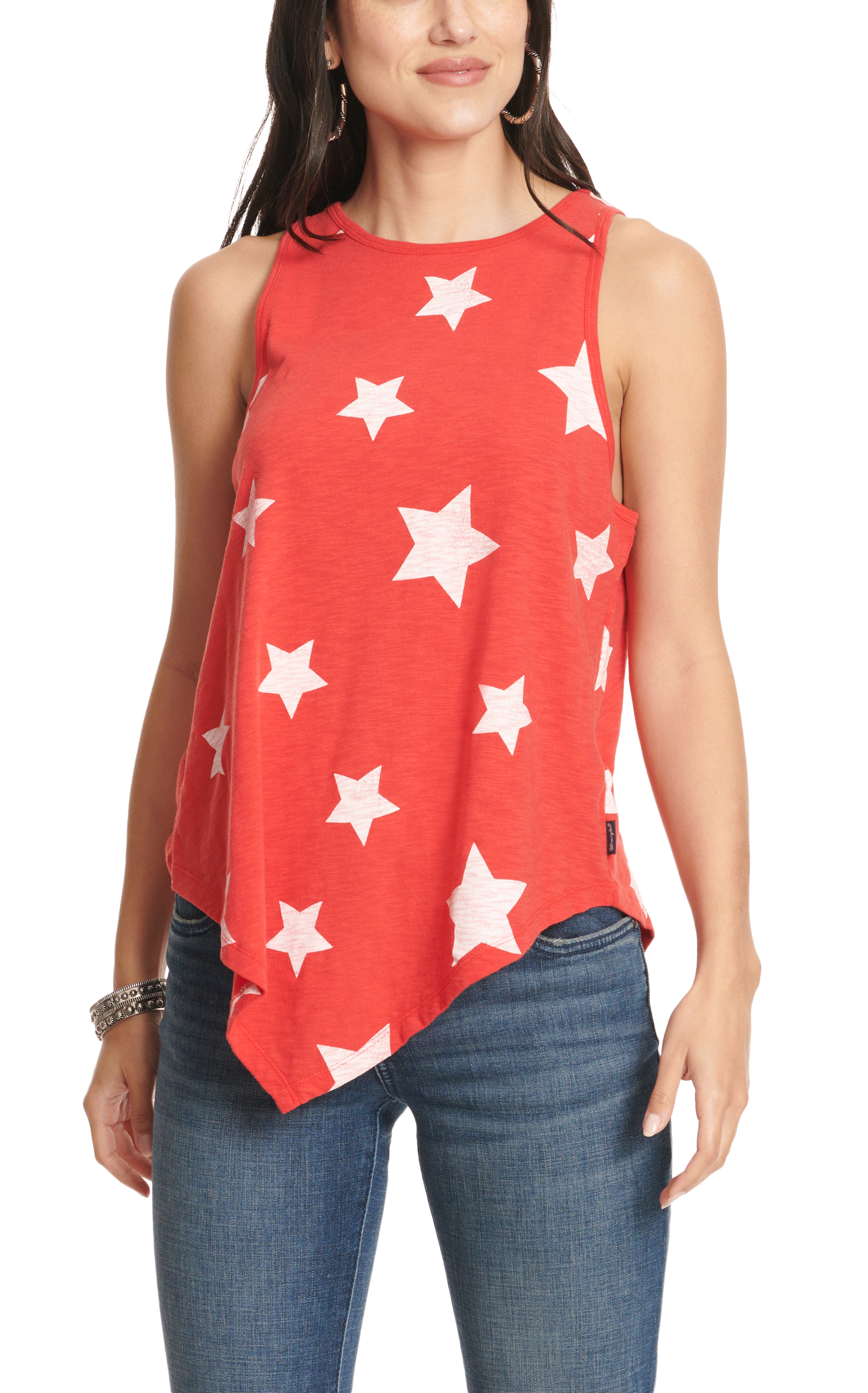 Wrangler Women's Red & White Star Print Pointed Hem Tank Top - Image 1