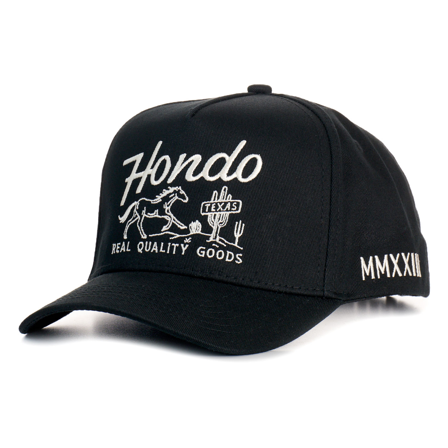 Hondo Hat Co Black & White Real Quality Embroidered Curved Bill Cap - Image 1