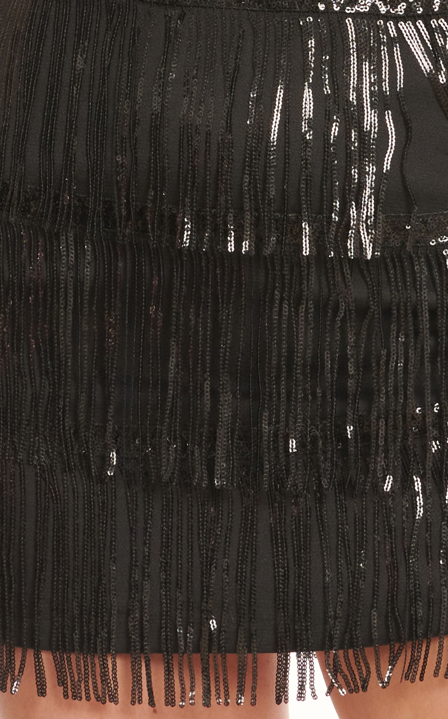 Mainstrip Women's Black Sequined Tiered Fringed Skirt - Image 1
