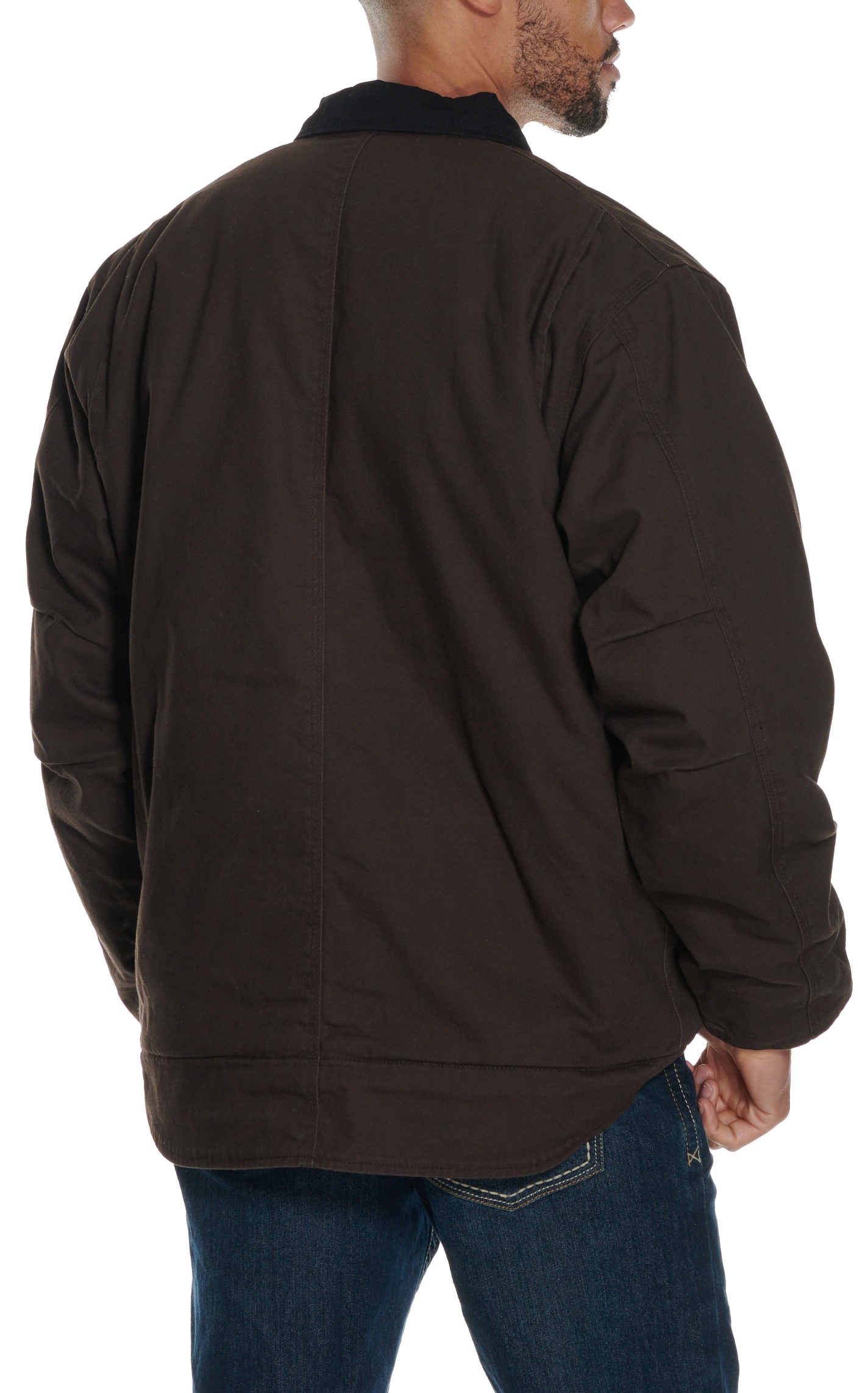 Cowboy Workwear Men's Dark Brown Fleece Lined Canvas Rancher Coat - Image 1