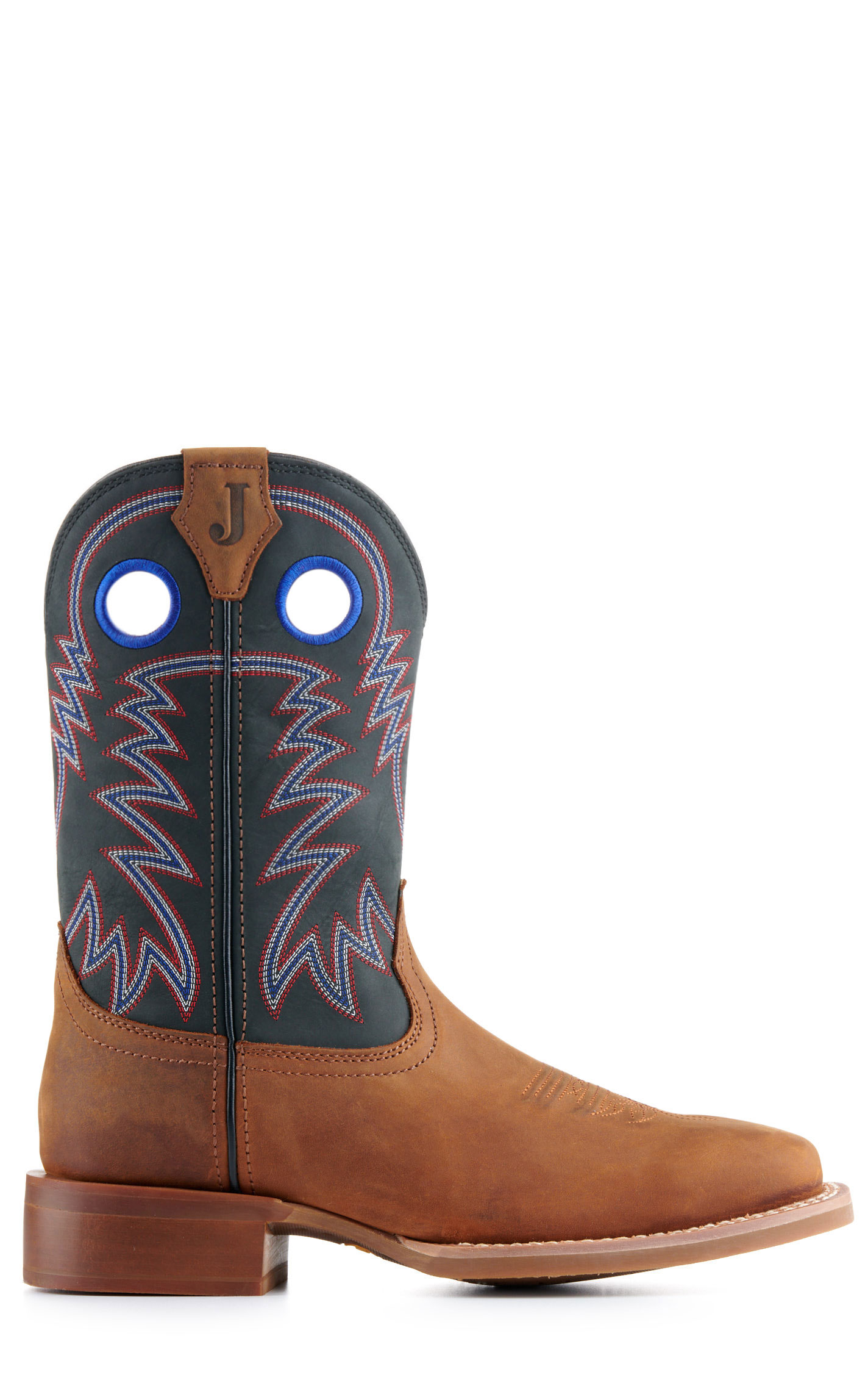 Justin Men's Frontier Shane Brown and Black Wide Square Toe Cowboy Boots - Image 1