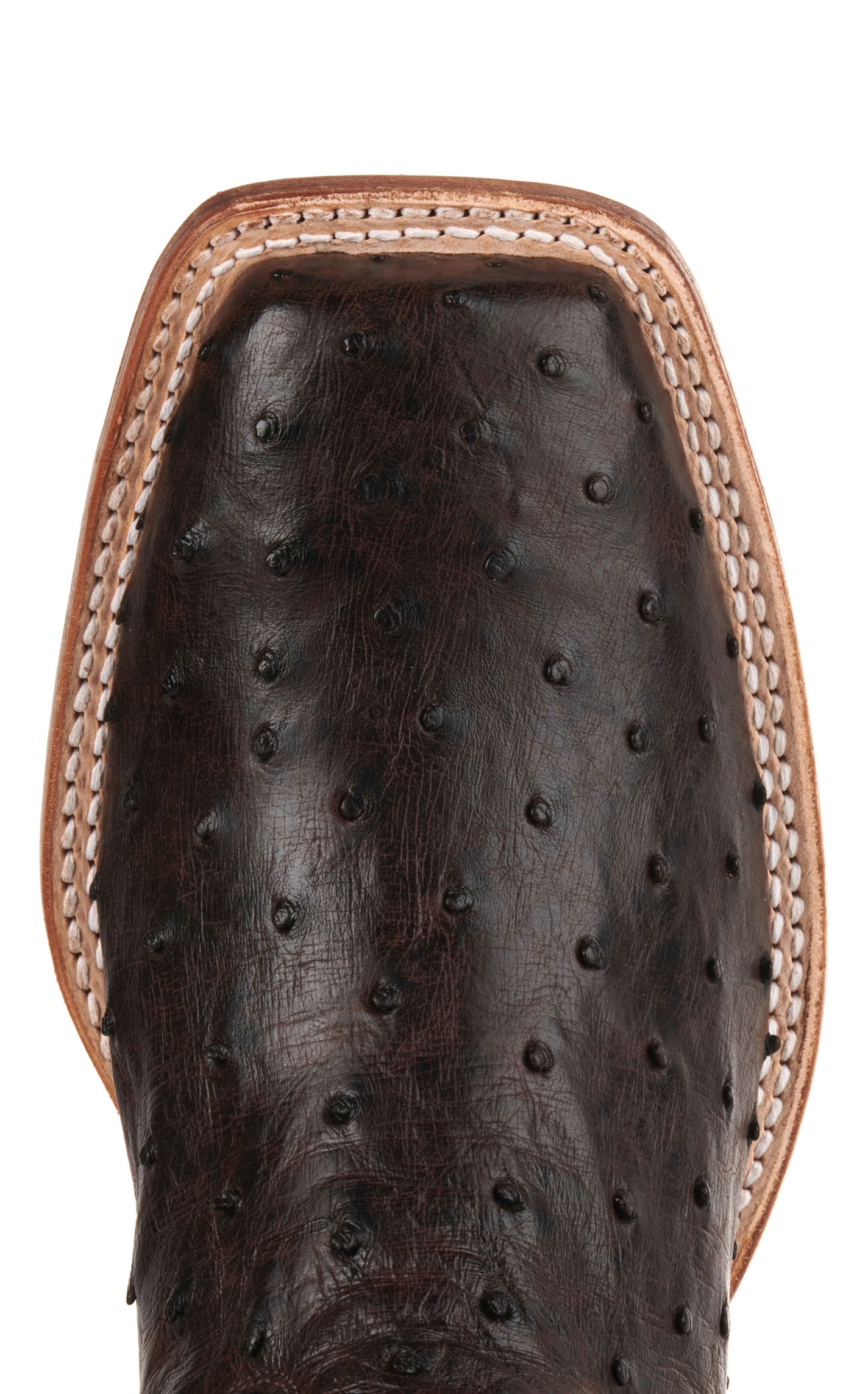 Tony Lama Men's Foster Sienna Full Quill Ostrich and Cognac Wide Square Toe Exotic Cowboy Boots - Image 1