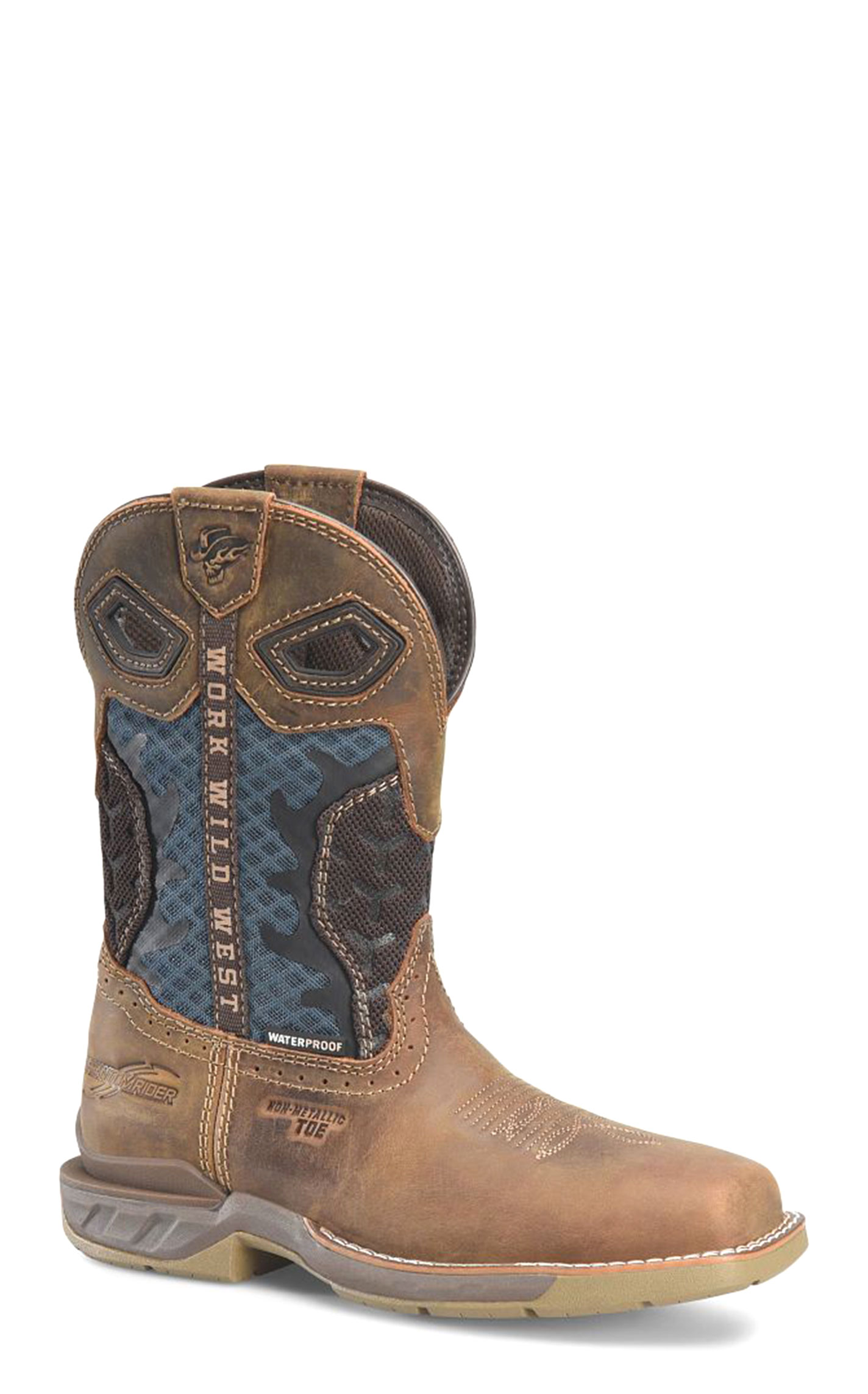 Double H Women's Watcher Brown and Blue Phantom ICE Wide Composite Square Toe Work Boot - Image 1