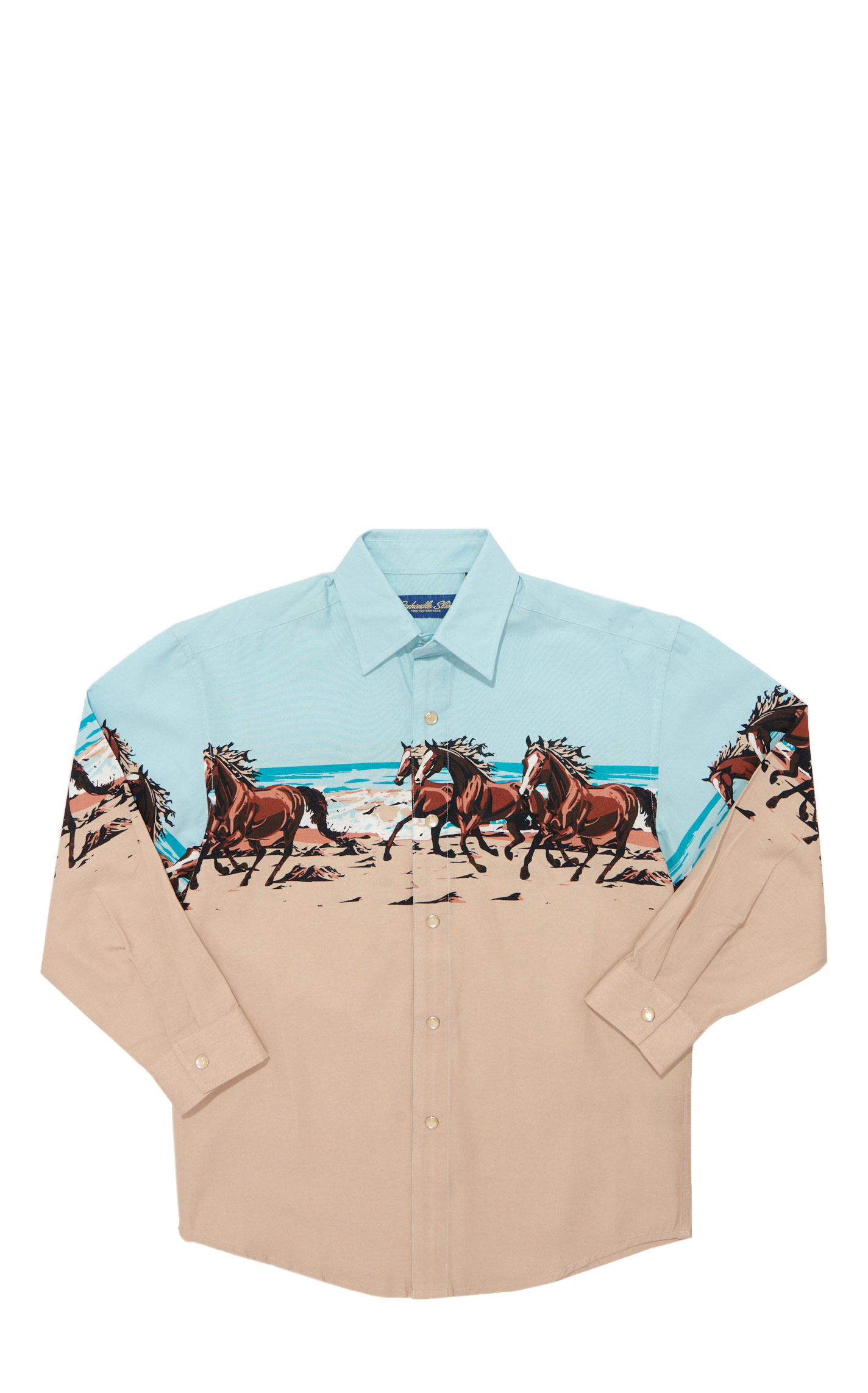 Panhandle Slim Boy's Tan Horse Border Western Shirt - Image 1